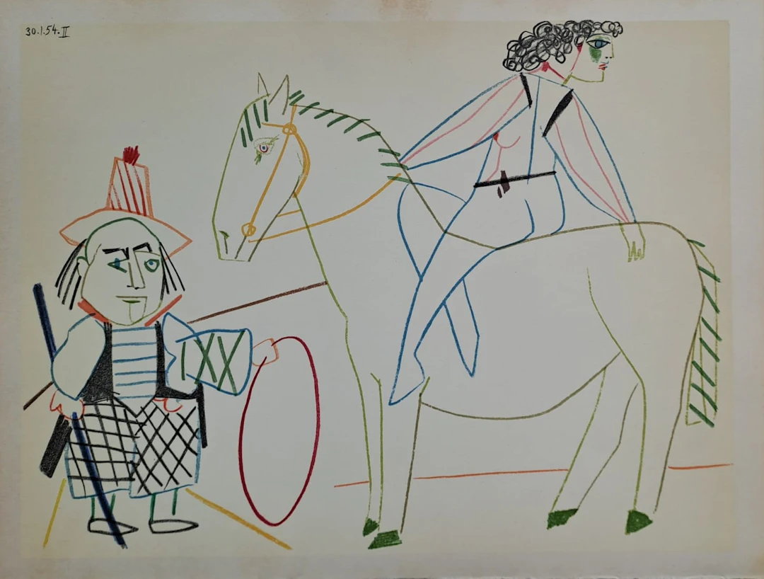 Pablo Picasso - La cavalière et le troubadour, 1954 - Lithographie