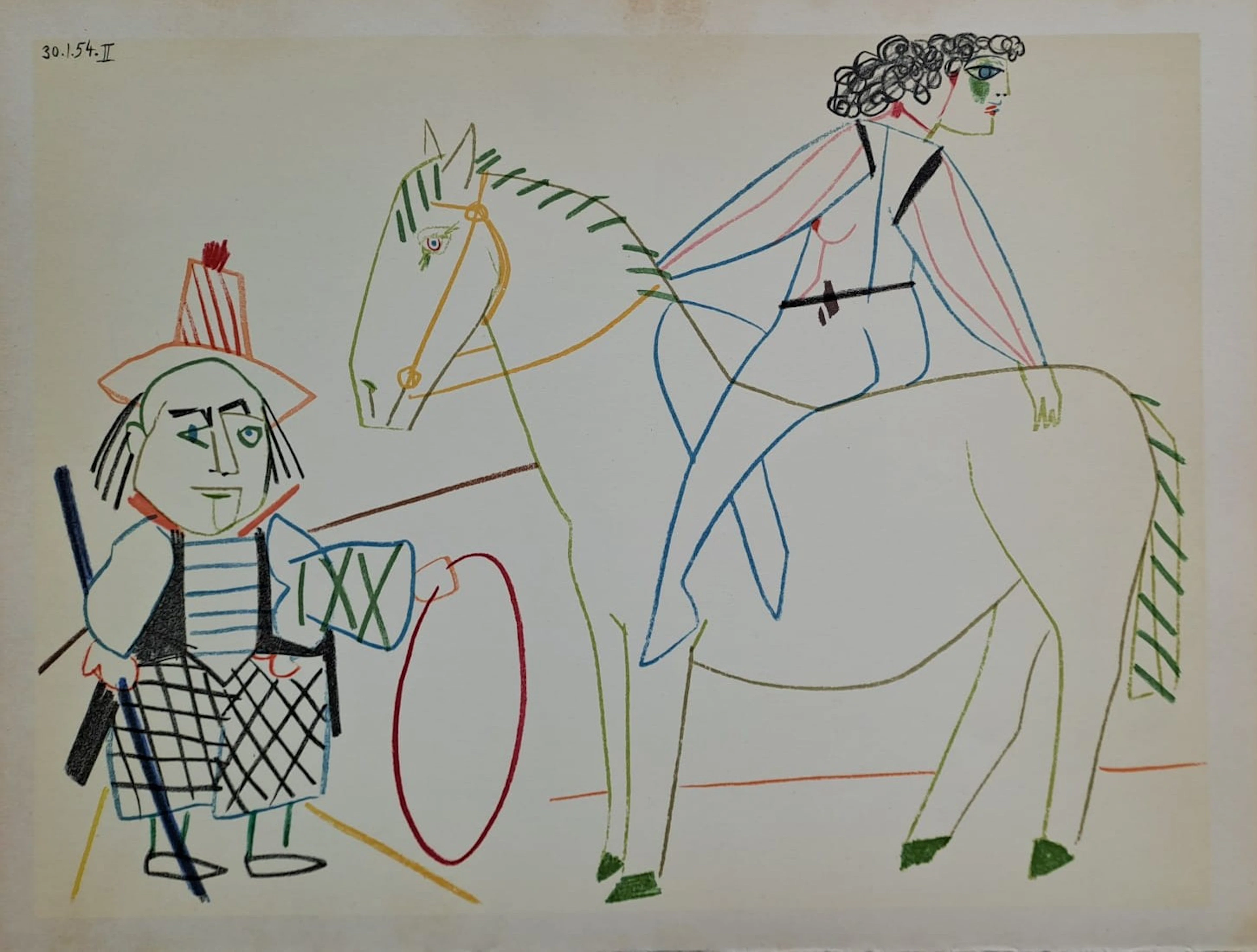Pablo Picasso - La cavalière et le troubadour, 1954 - Lithographie