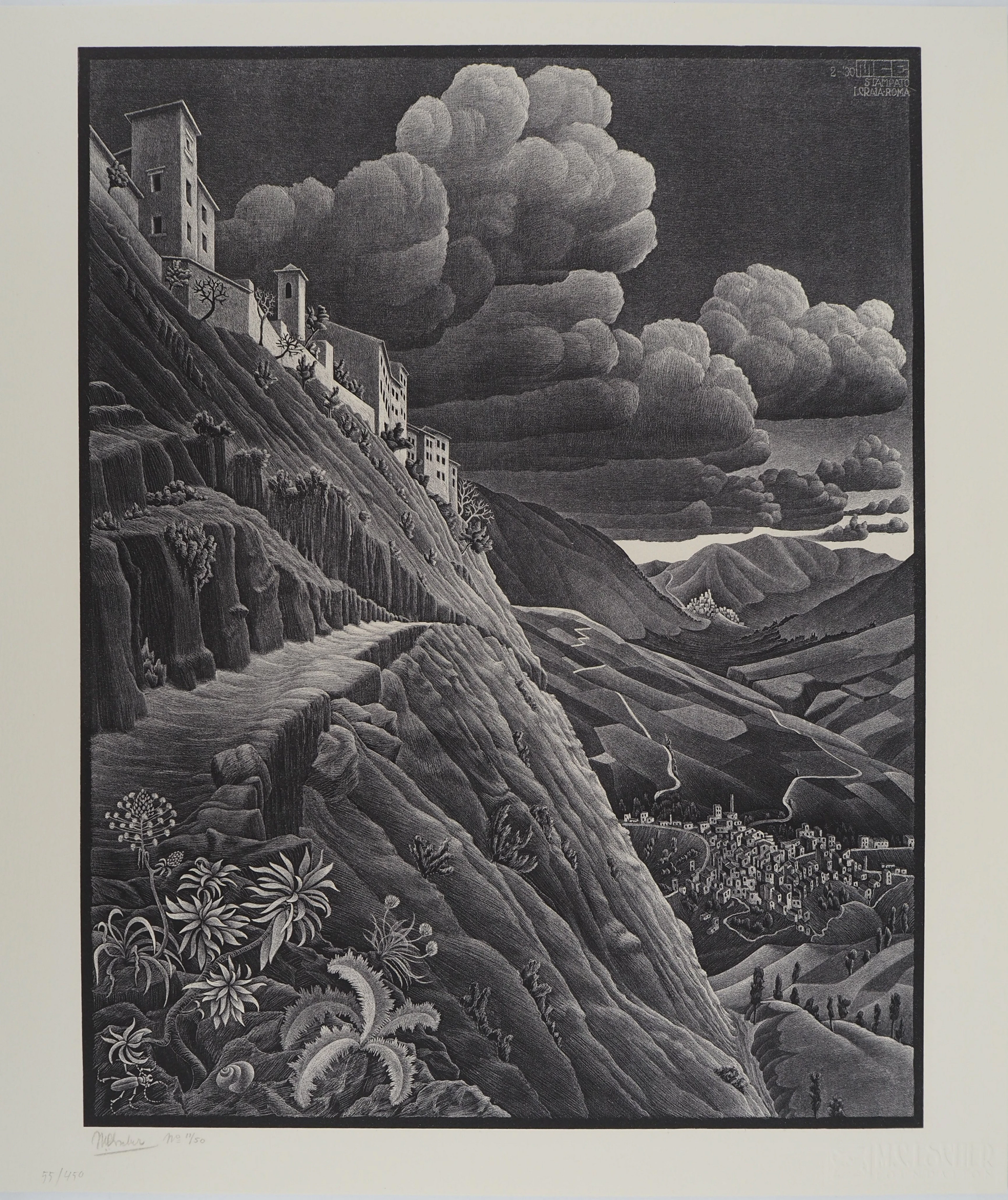 Maurits Cornelis Escher : Paysage italien Castrovalva, Fac-similé