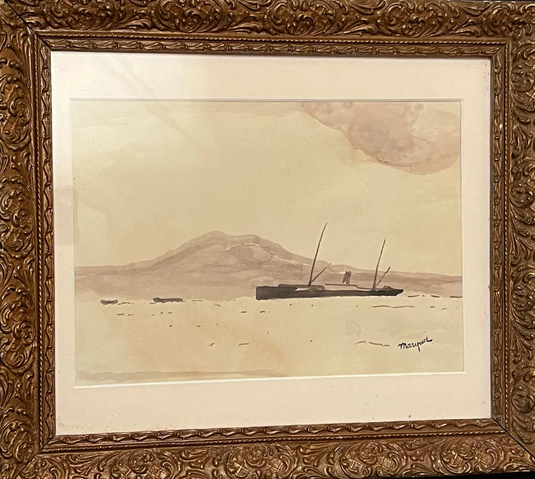 Albert MARQUET - Paysage marin - Dessin aquarelle original
