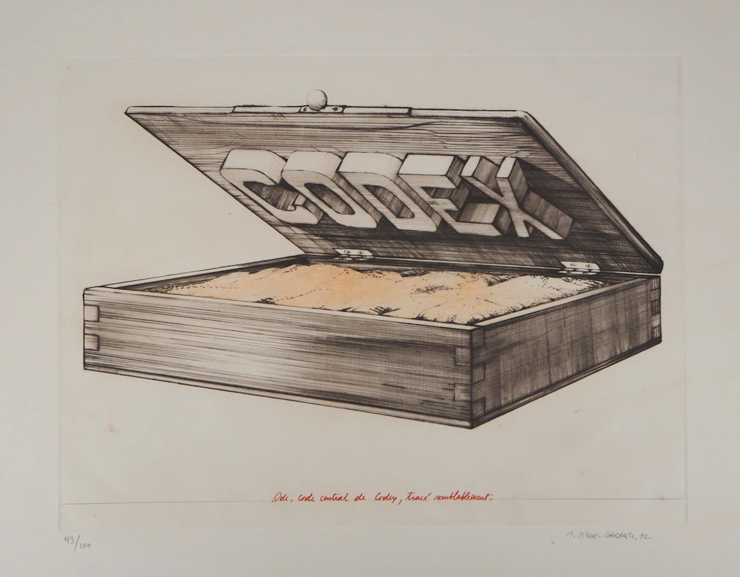 Titus CARMEL : Codex, 1972 - Gravure originale signée