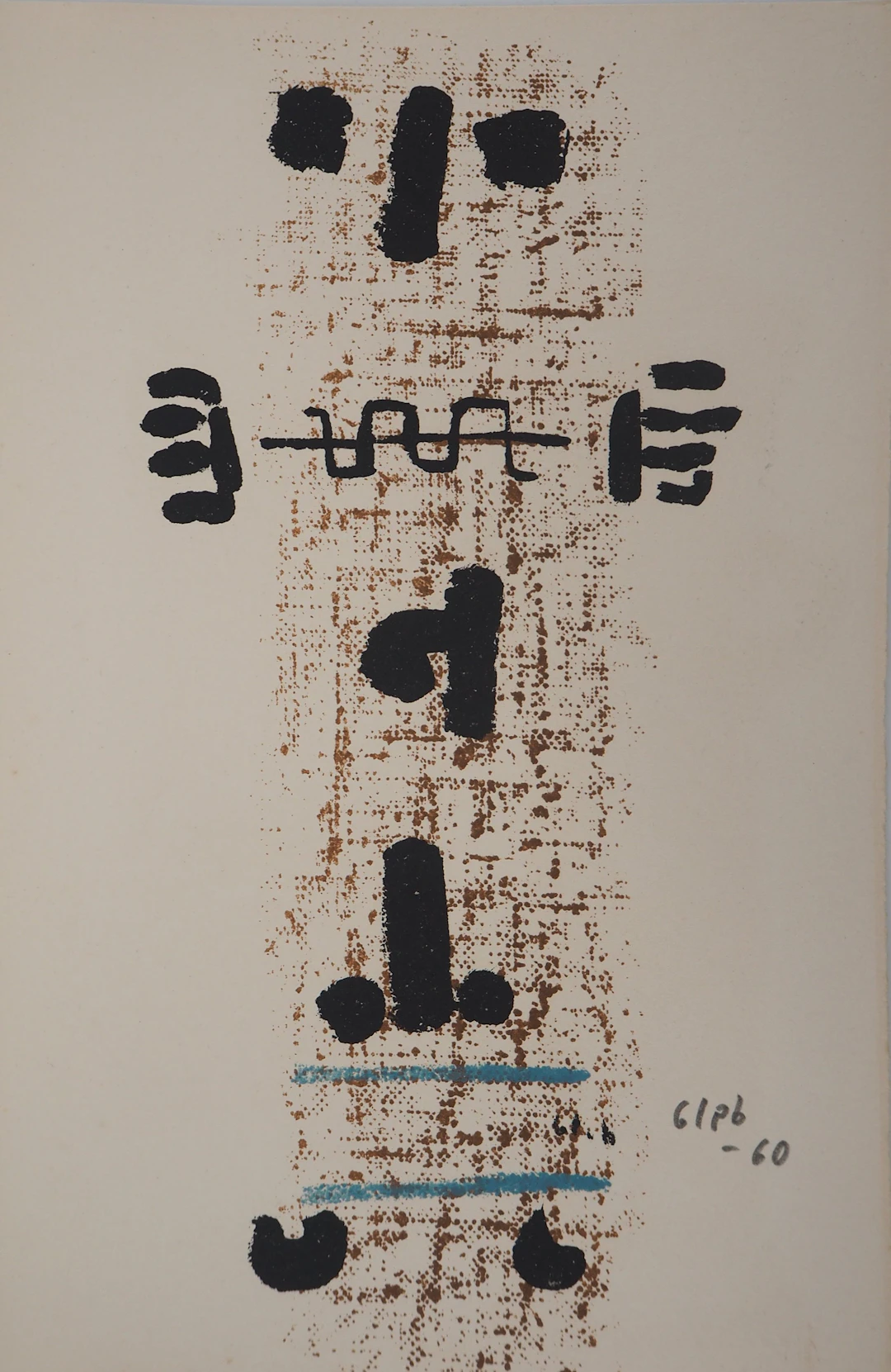 Thomas GLEB - Art Brut, le Totem, 1960 - Lithographie originale, Signée