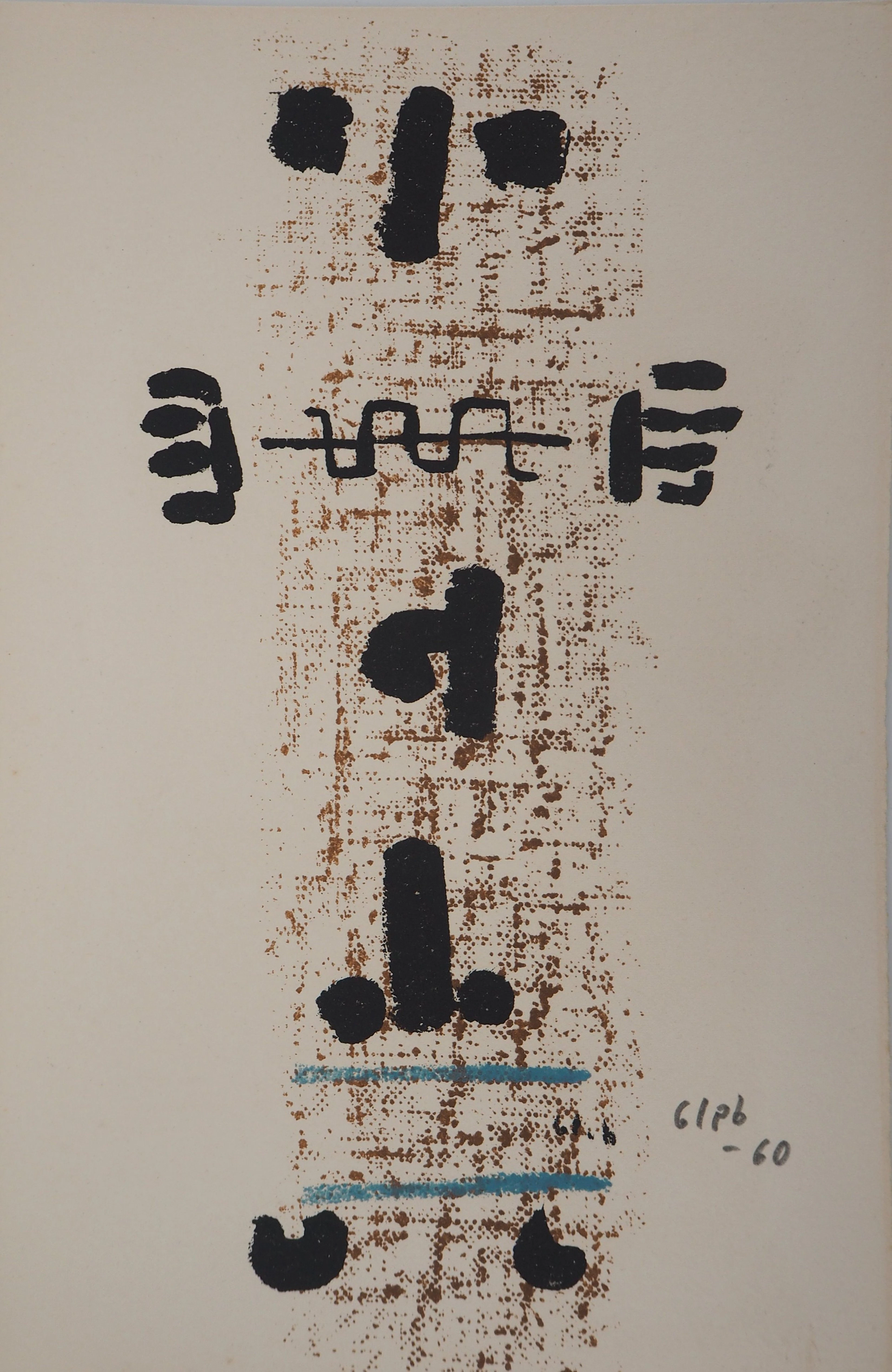 Thomas GLEB - Art Brut, le Totem, 1960 - Lithographie originale, Signée