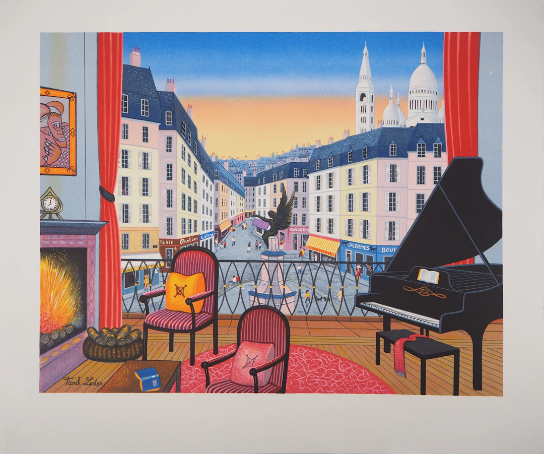 Fanch LEDAN - Appartement avec vue sur Montmartre - Lithographie originale