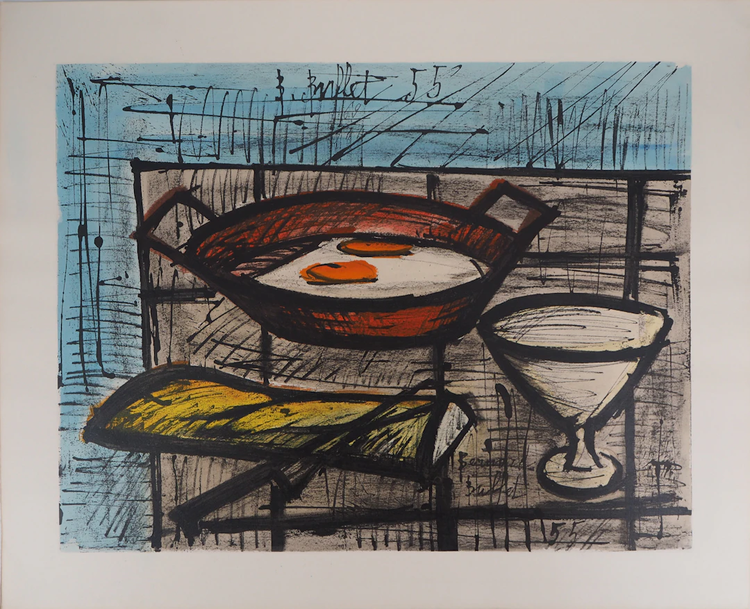 Bernard BUFFET : Nature morte aux oeufs, 1960 - Lithographie signée
