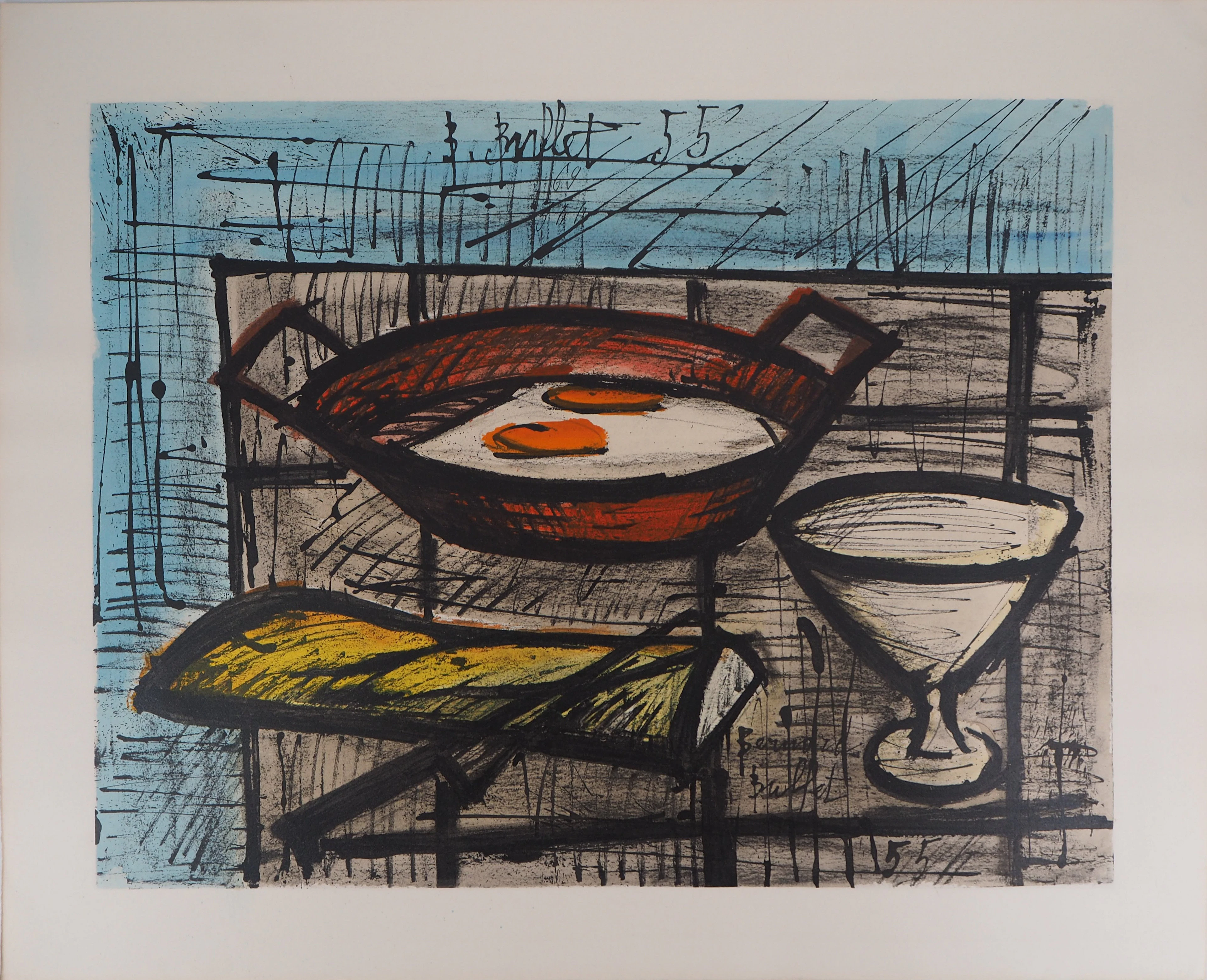 Bernard BUFFET : Nature morte aux oeufs, 1960 - Lithographie signée