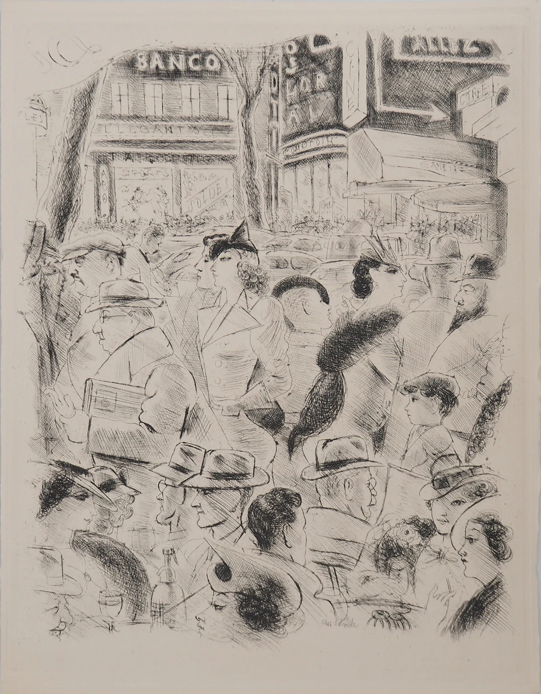 Chas LABORDE : Boulevard Haussman, Gravure originale signée