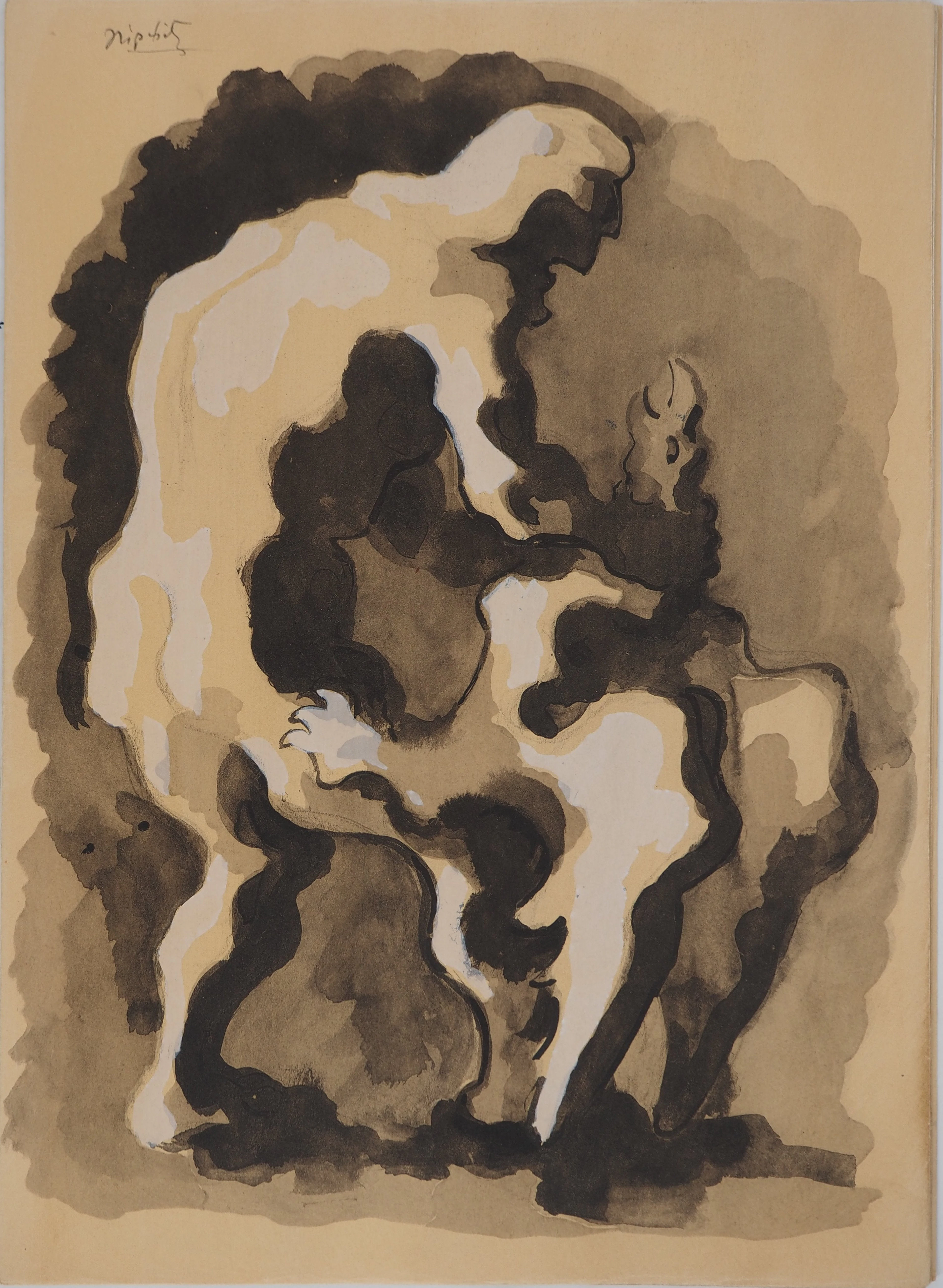 Jacques LIPCHITZ : La vengeance de l’Olympe, Lithographie originale, Signée