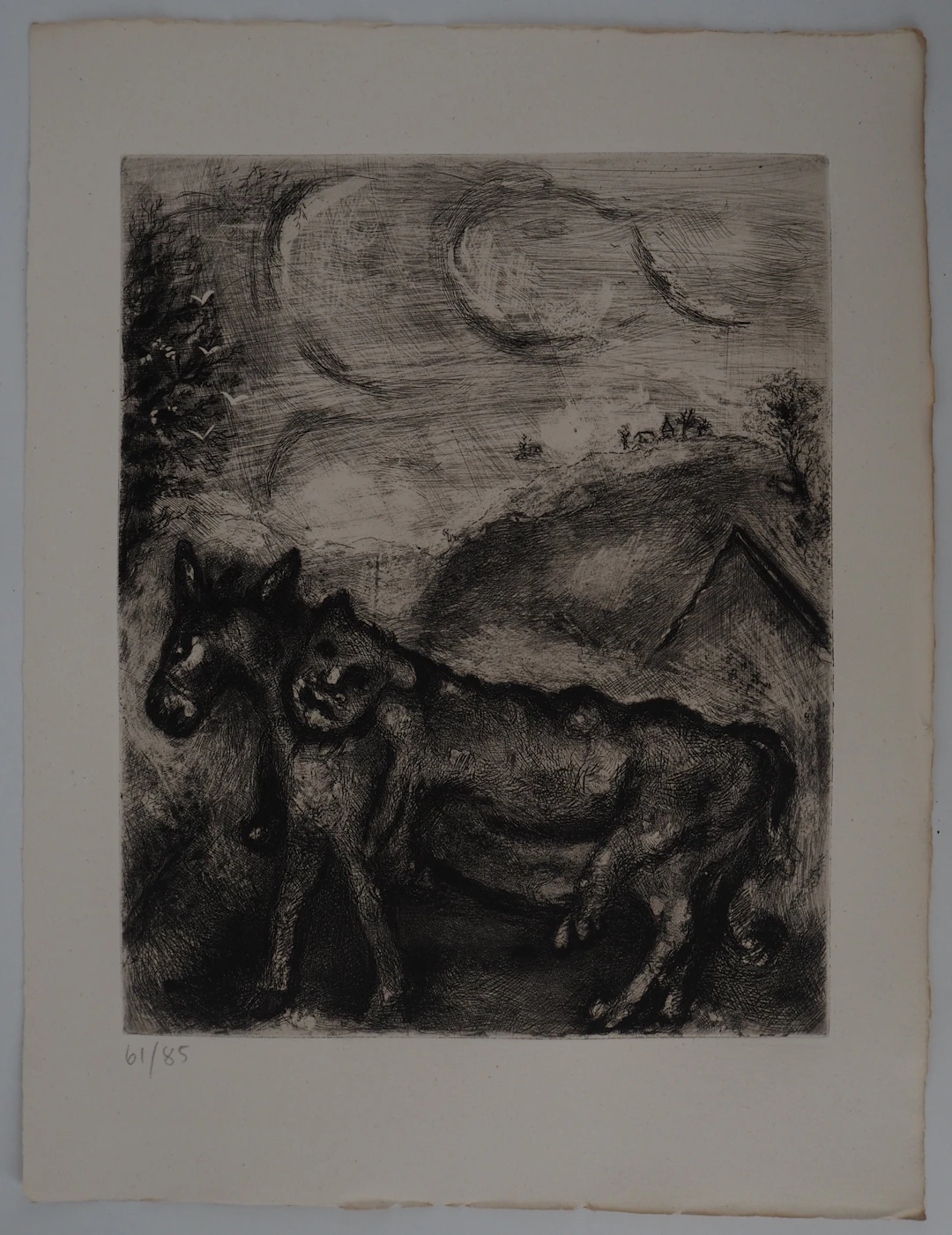 Marc CHAGALL : L'âne et le lion, Gravure originale signée