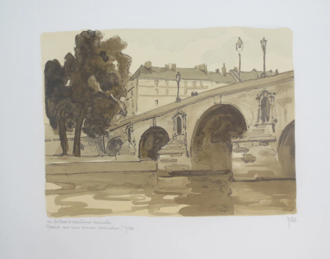 Robert YAN - Le Pont Marie - Lithographie signée et dédicacée