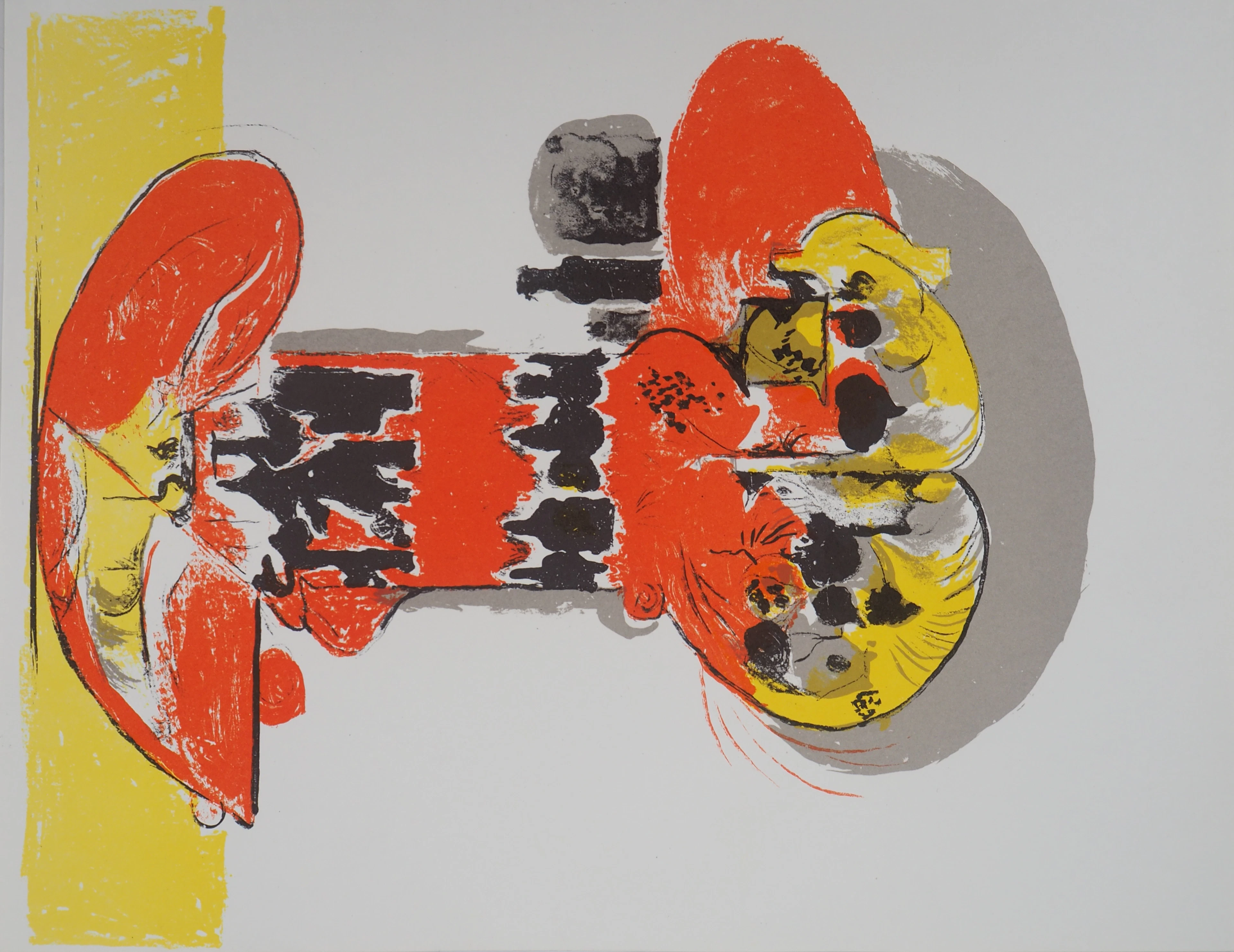 Graham SUTHERLAND - Composition en jaune et rouge, 1972 - Lithographie