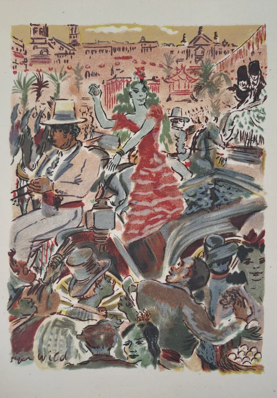 Roger Wild - Le défilé - Lithographie originale signée