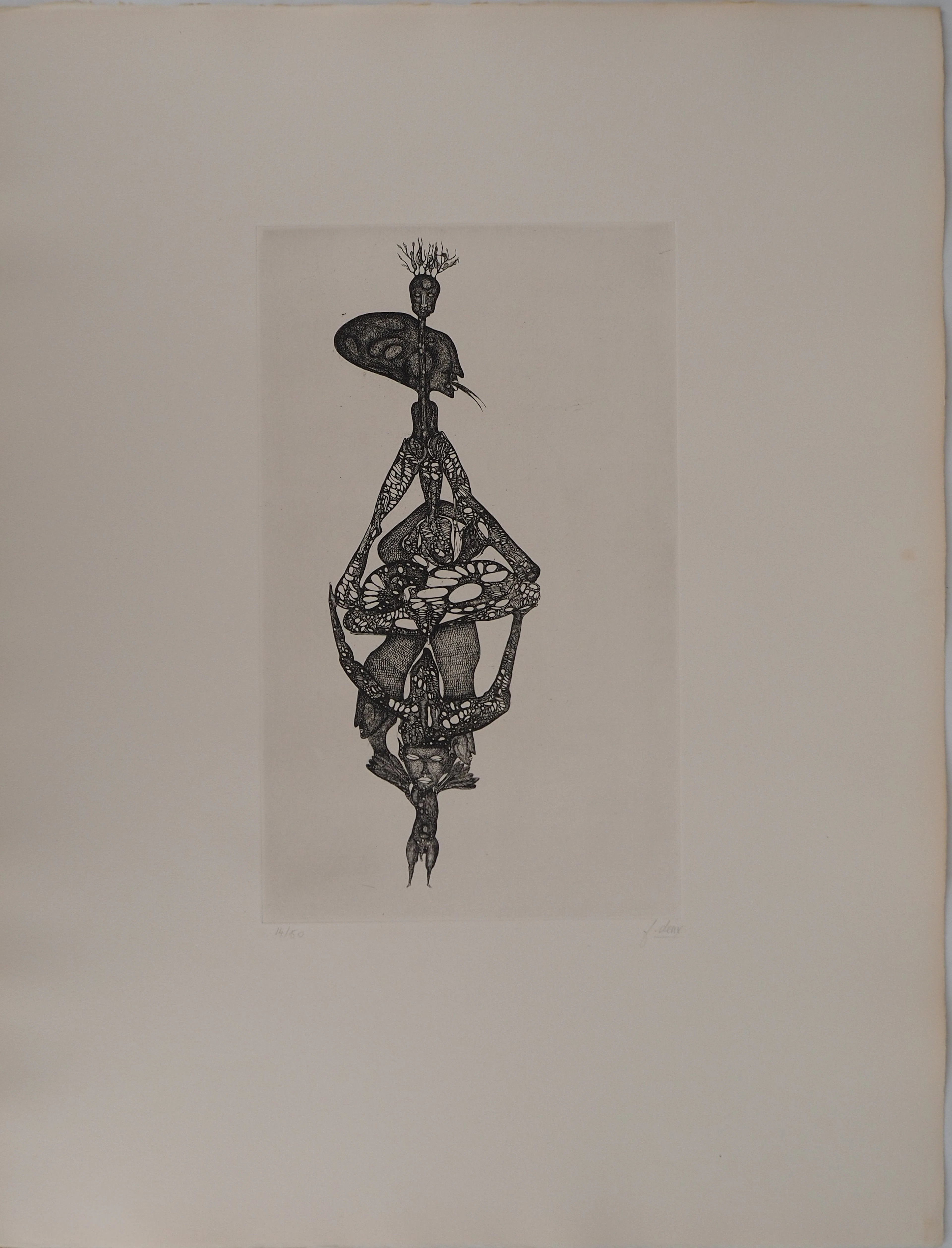 Fred DEUX : Débandement, Gravure originale signée