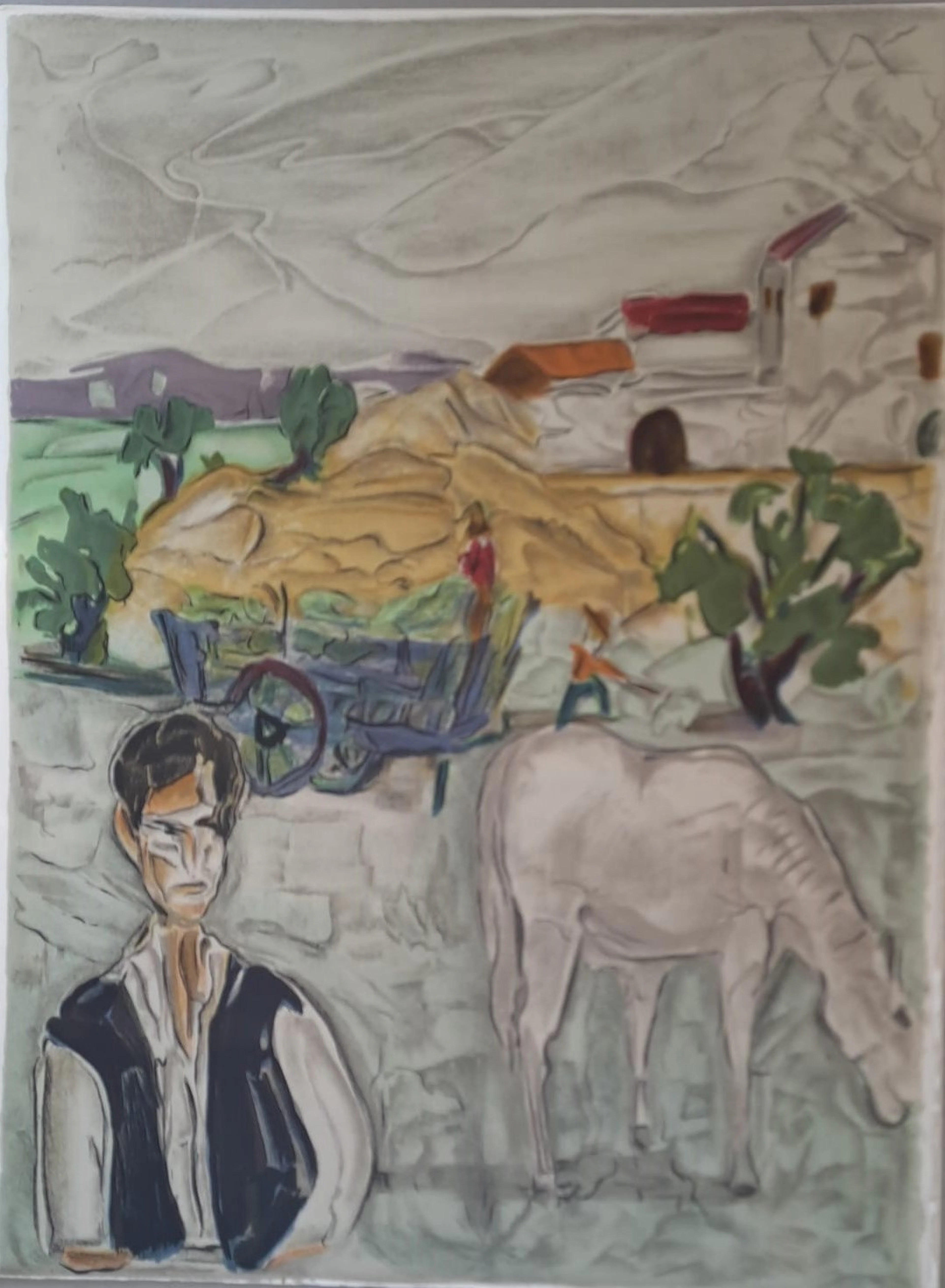 Toussaint d’Orcino - La récolte du foin - Lithographie originale
