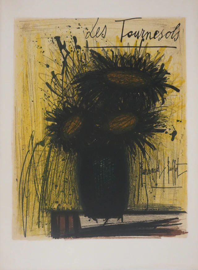 Bernard BUFFET : Les tournesols, Lithographie originale signée