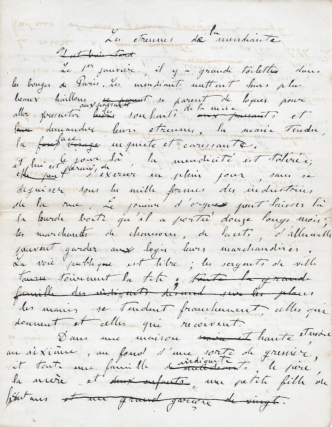 Emile ZOLA – Manuscrit autographe Contes à Ninon