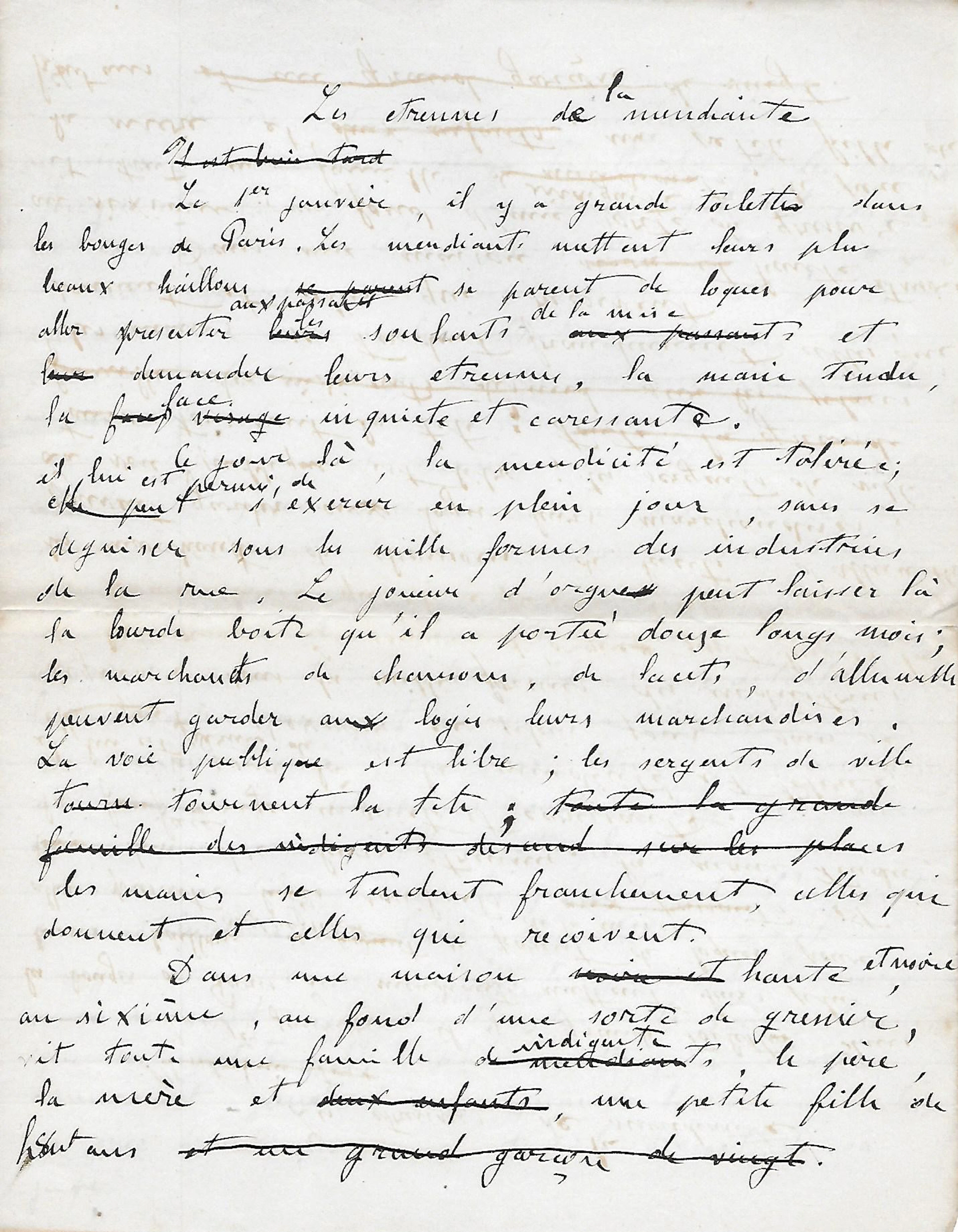 Emile ZOLA – Manuscrit autographe Contes à Ninon