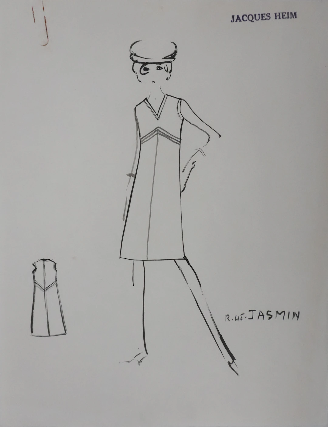 Jacques HEIM : Robe Jasmin, Dessin original signé
