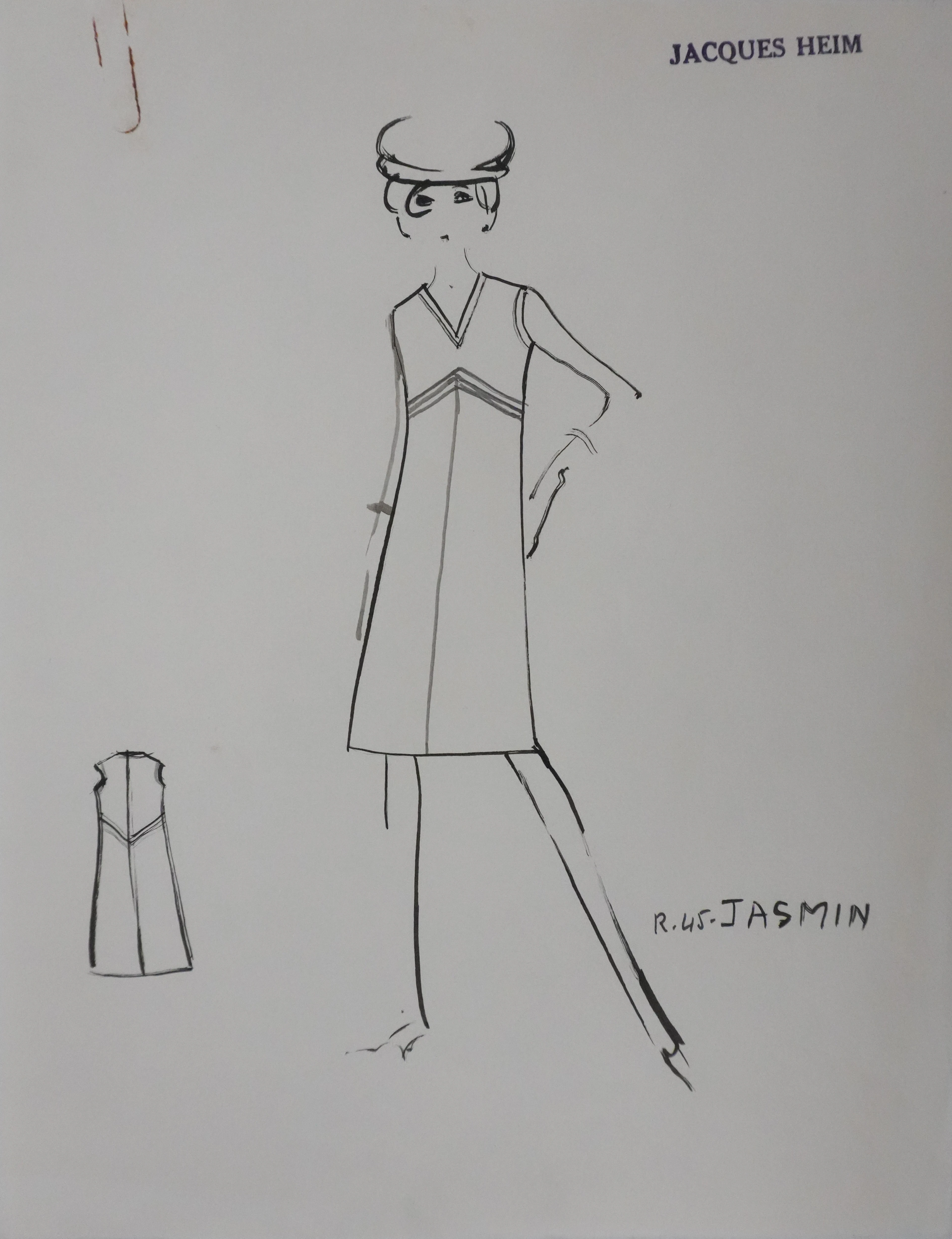 Jacques HEIM : Robe Jasmin, Dessin original signé