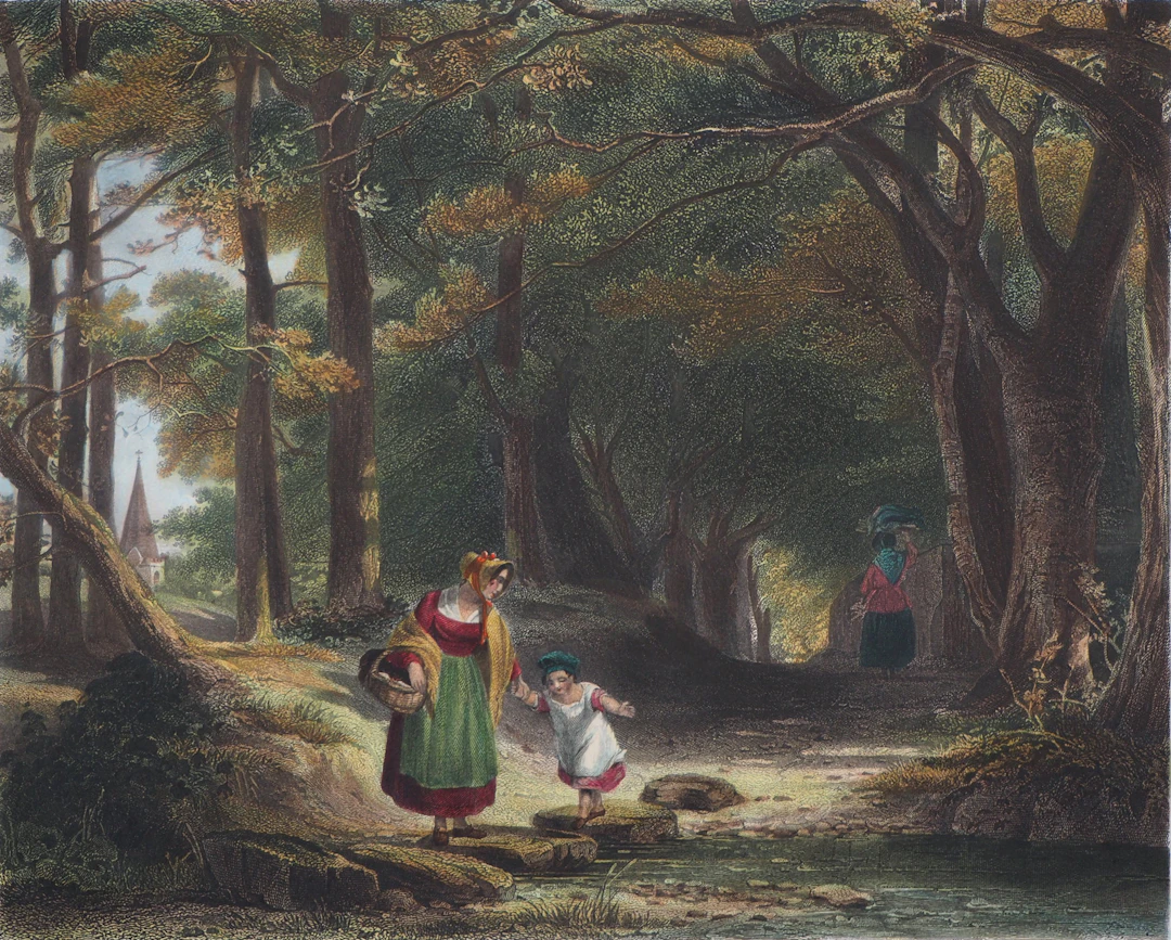 Augustus Wall CALLCOTT (d’après) : Le retour du marché - Gravure Rehaussée