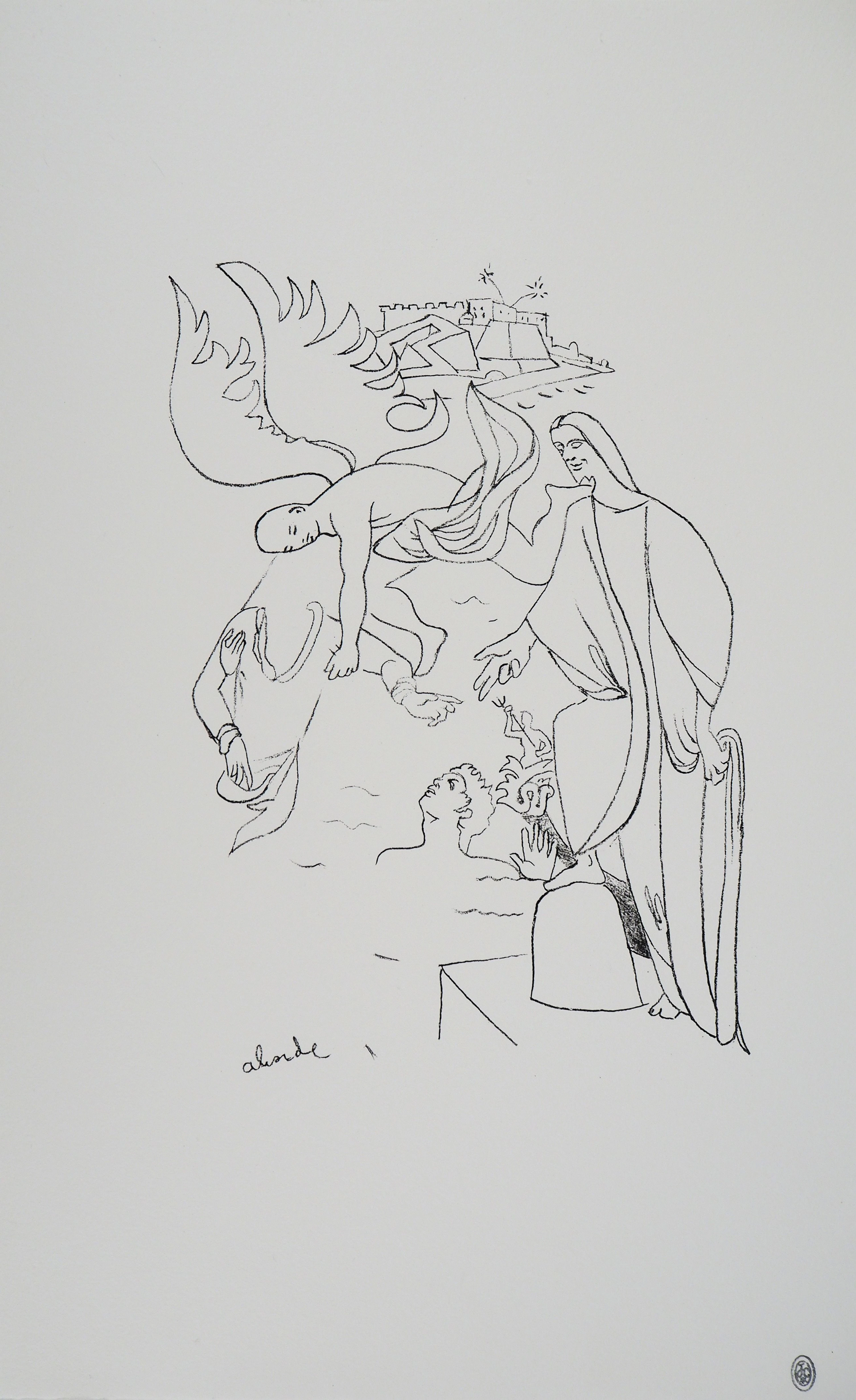 Jean COCTEAU : Pêcheur, Abondance de la mer - Lithographie signée