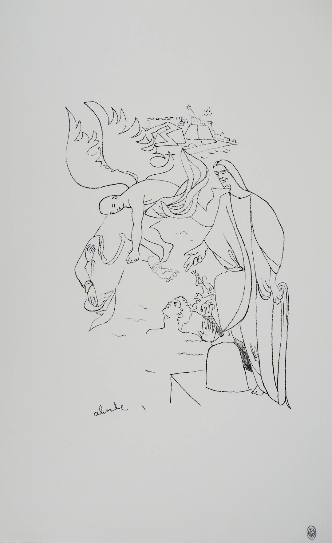 Jean COCTEAU : Pêcheur, Abondance de la mer - Lithographie signée