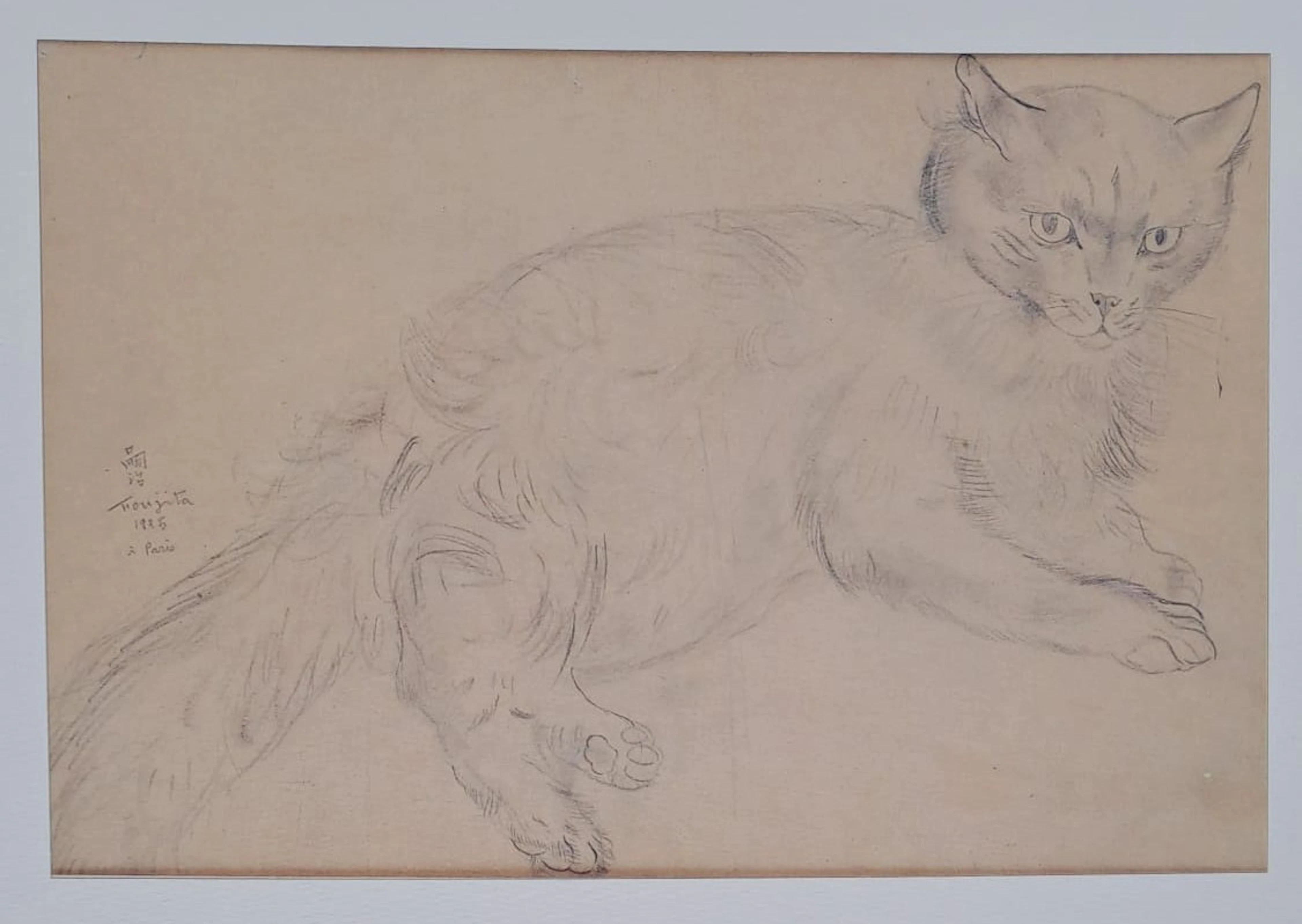 Léonard Foujita (d’après) - Chat couché - Impression d’art, signée
