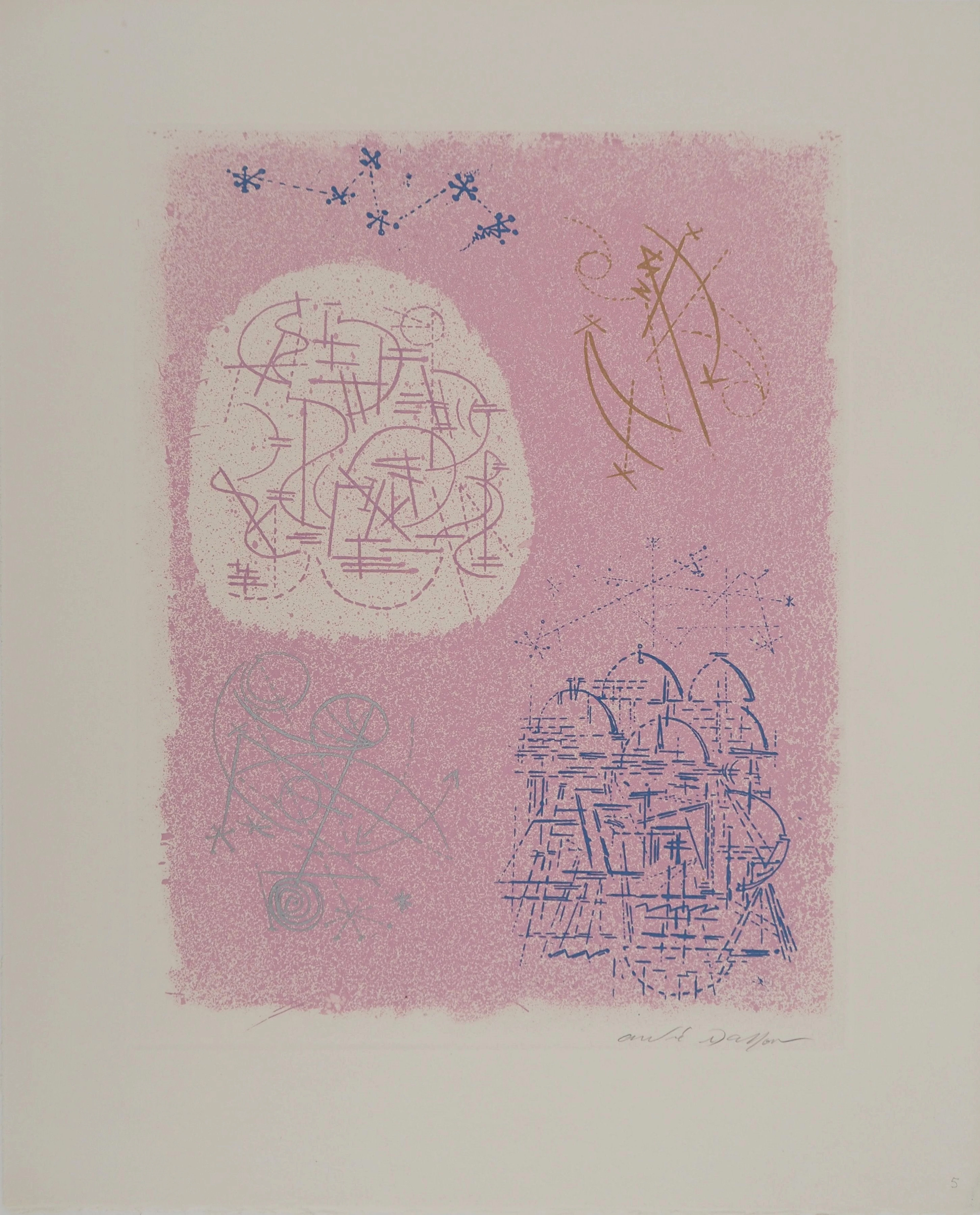 André MASSON : La cité cosmique des seins, Gravure originale signée