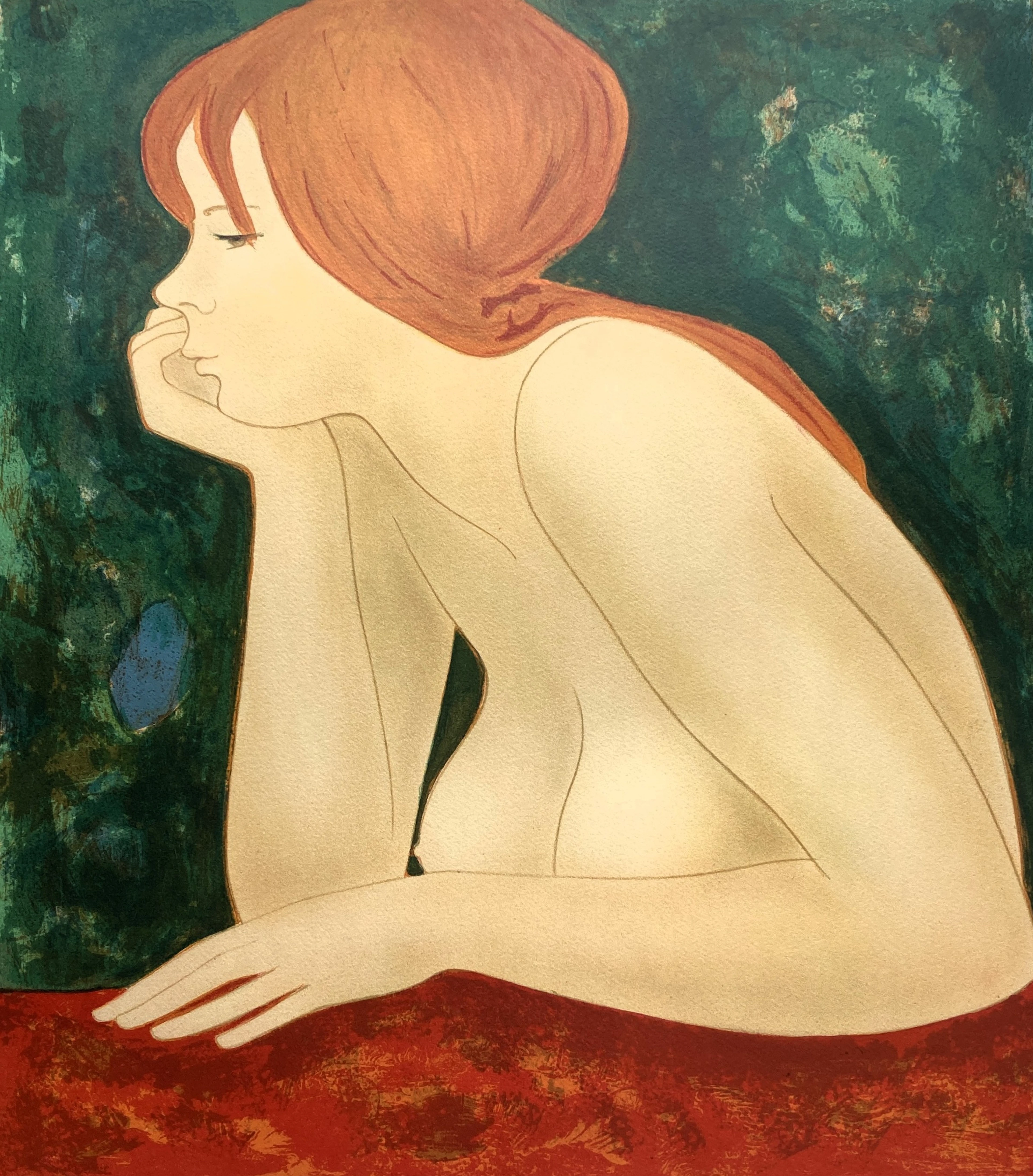 Alain BONNEFOIT - "Rêveuse", 1973, lithographie originale signée et numérotée