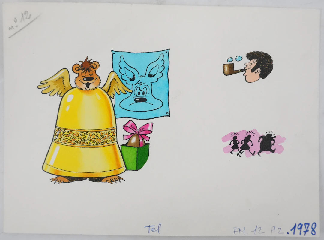 Roger BUSSEMEY : Nestor dans une cloche, Aquarelle originale