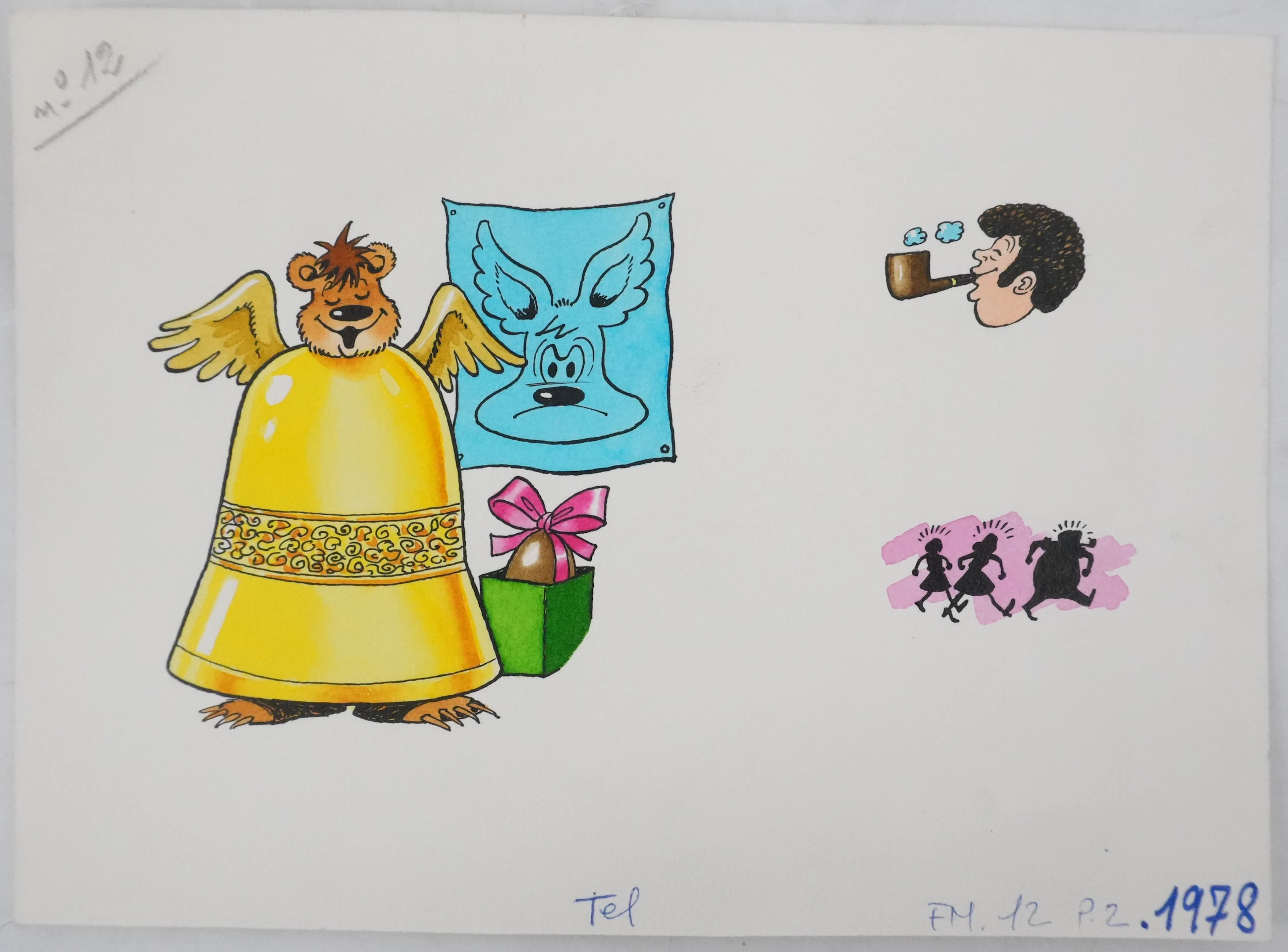Roger BUSSEMEY : Nestor dans une cloche, Aquarelle originale