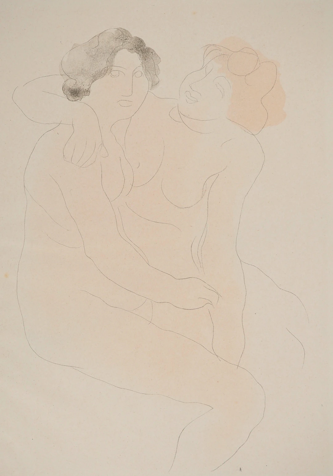 Auguste RODIN : Les modèles enlacés, Lithographie et pochoir