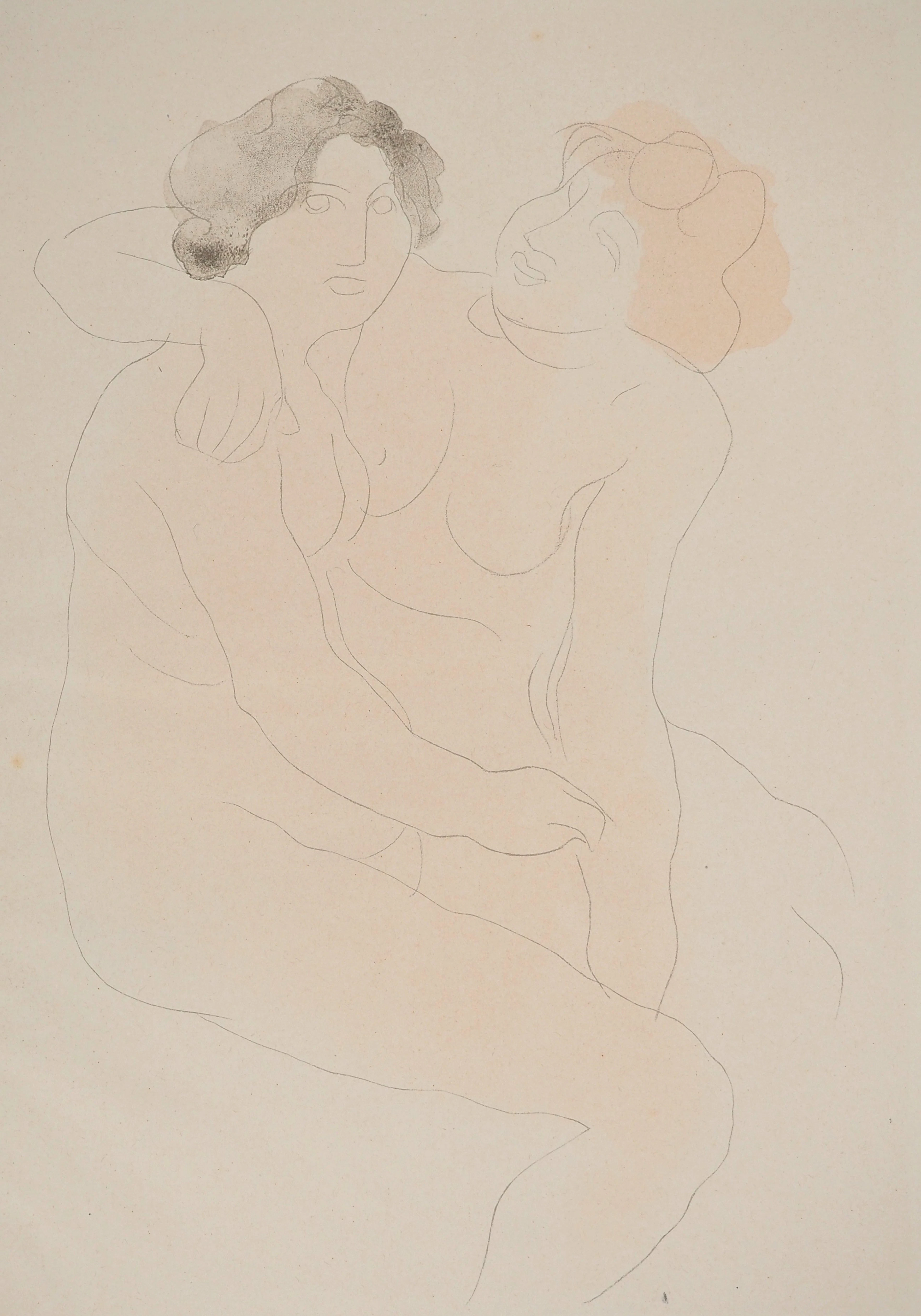 Auguste RODIN : Les modèles enlacés, Lithographie et pochoir