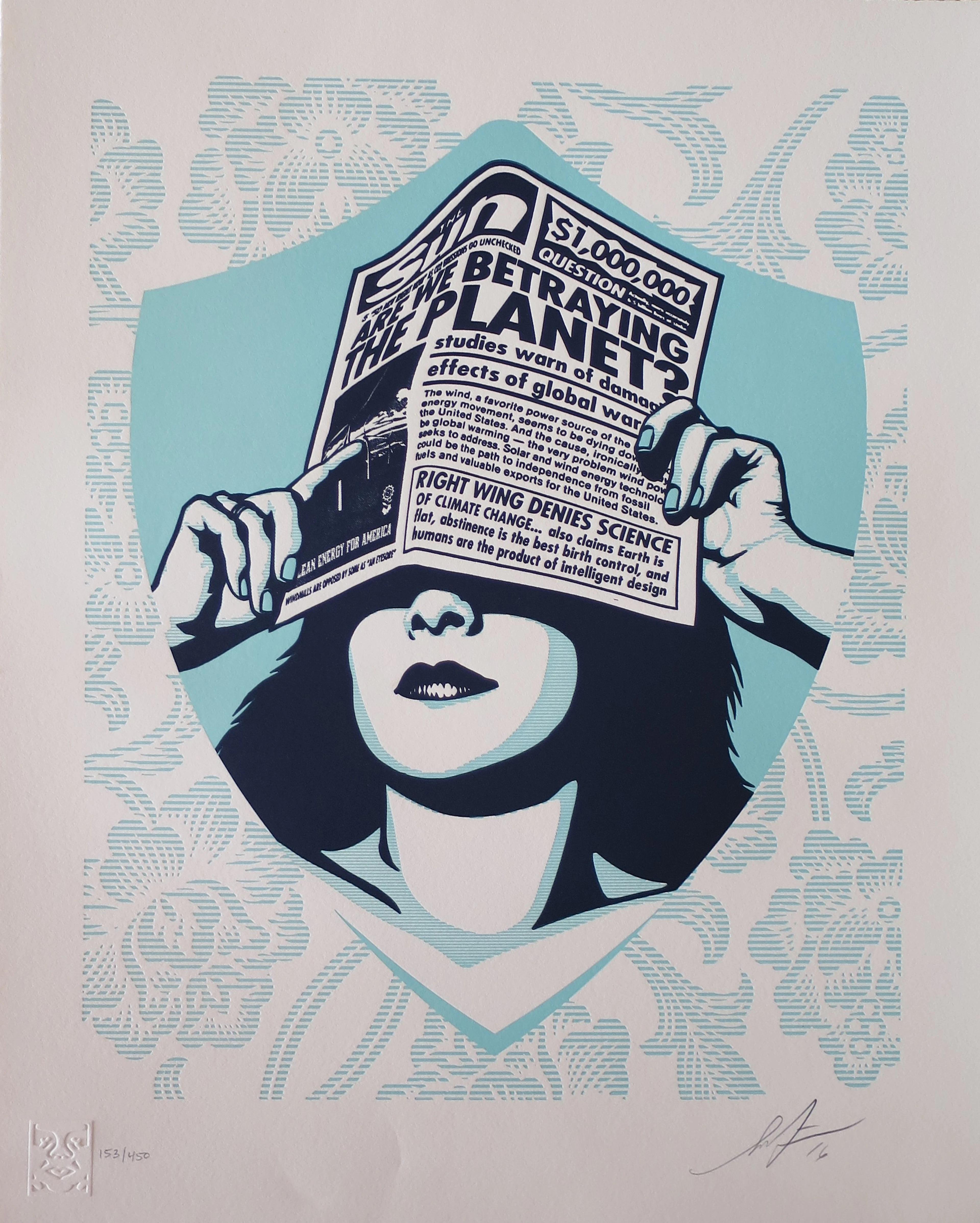 Shepard FAIREY (Obey) - Global Warning Letterpress, 2016 - Sérigraphie