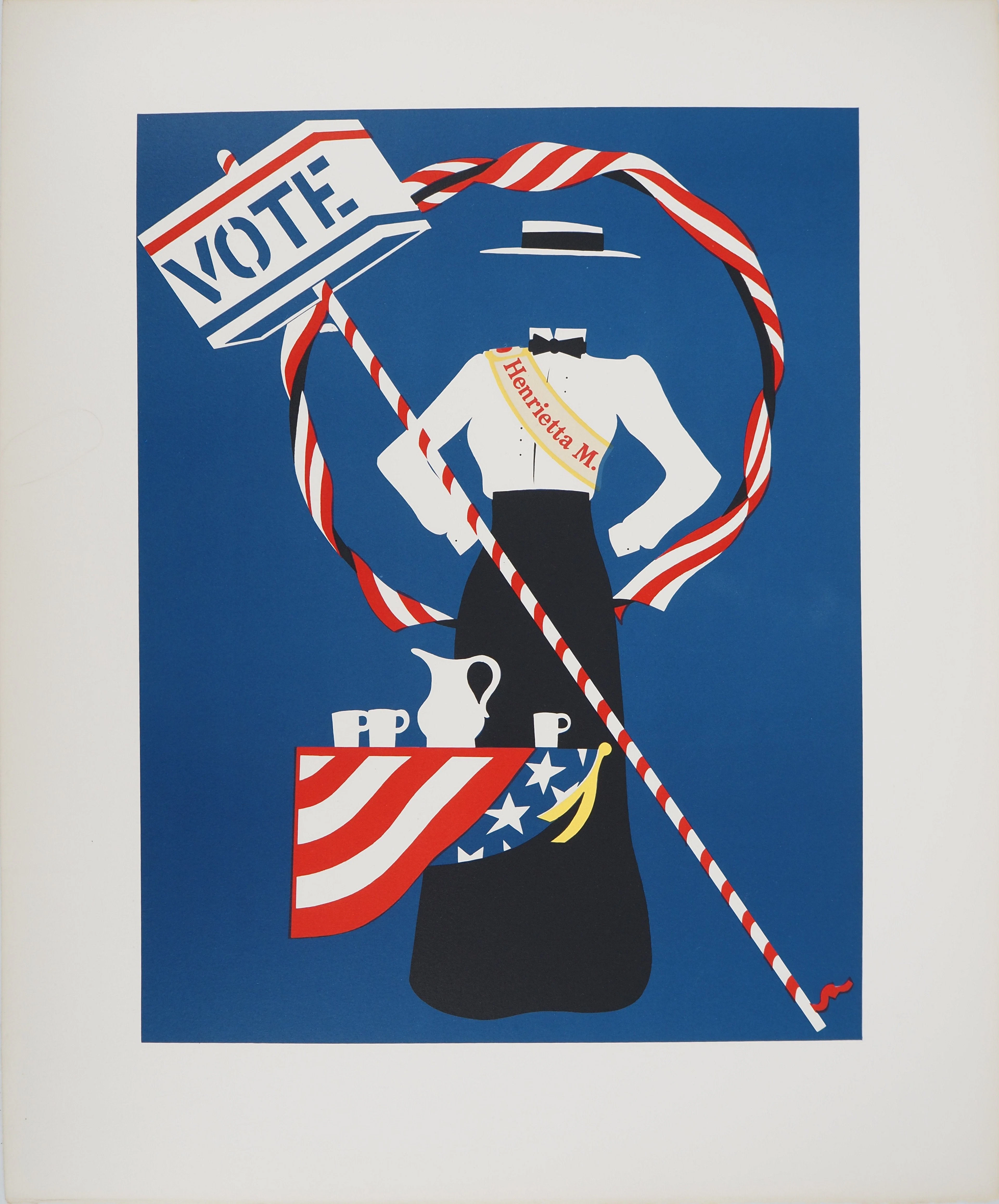 Robert INDIANA : Votes for Women, La militante à la bannière étoilée