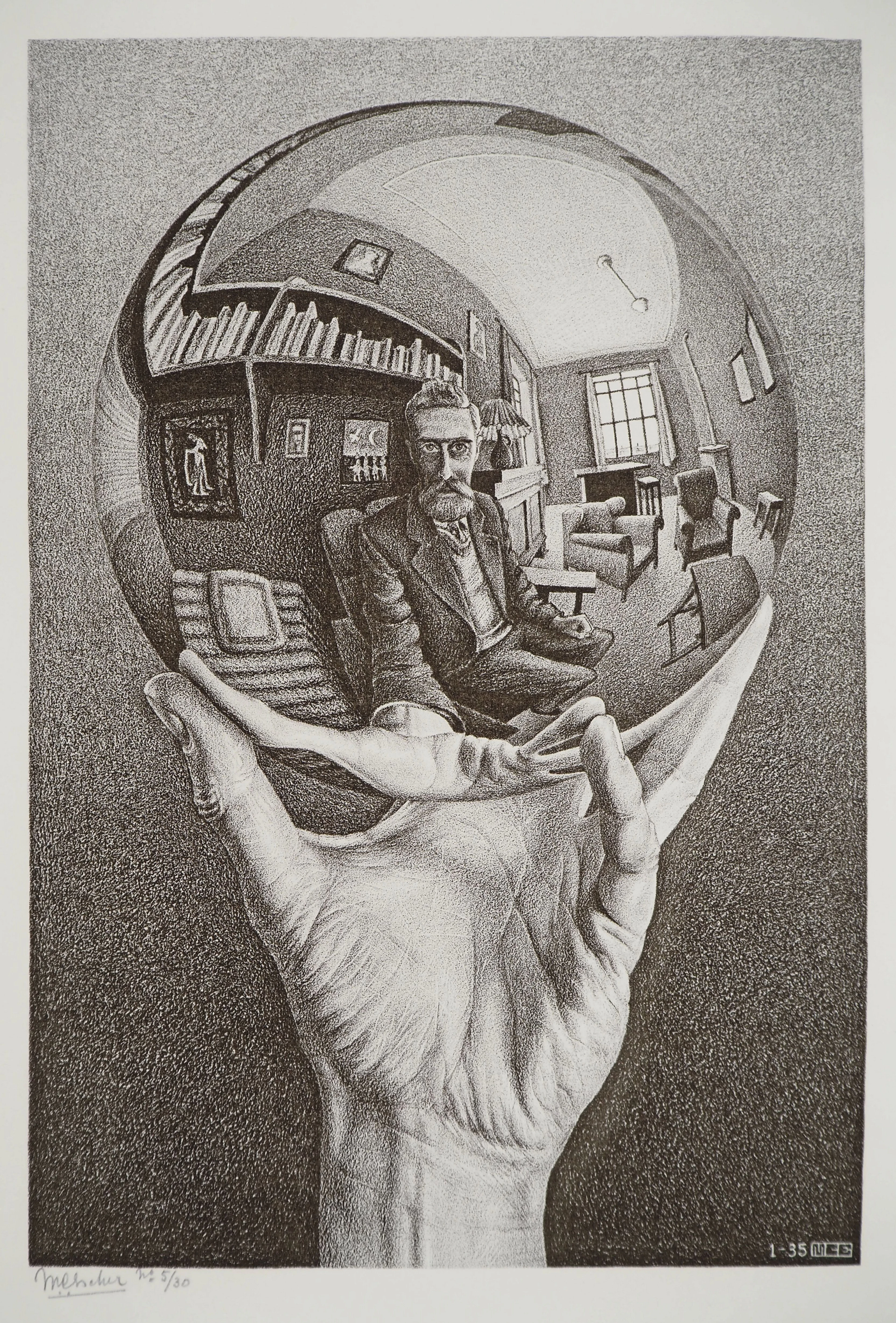 Maurits Cornelis Escher : Main avec globe réfléchissant, Fac-similé