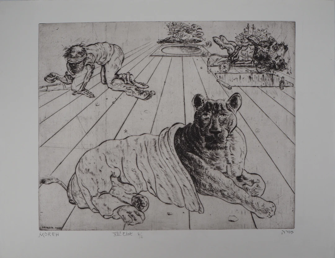 Mordecaï MOREH : Jaguar noir - Gravure originale signée