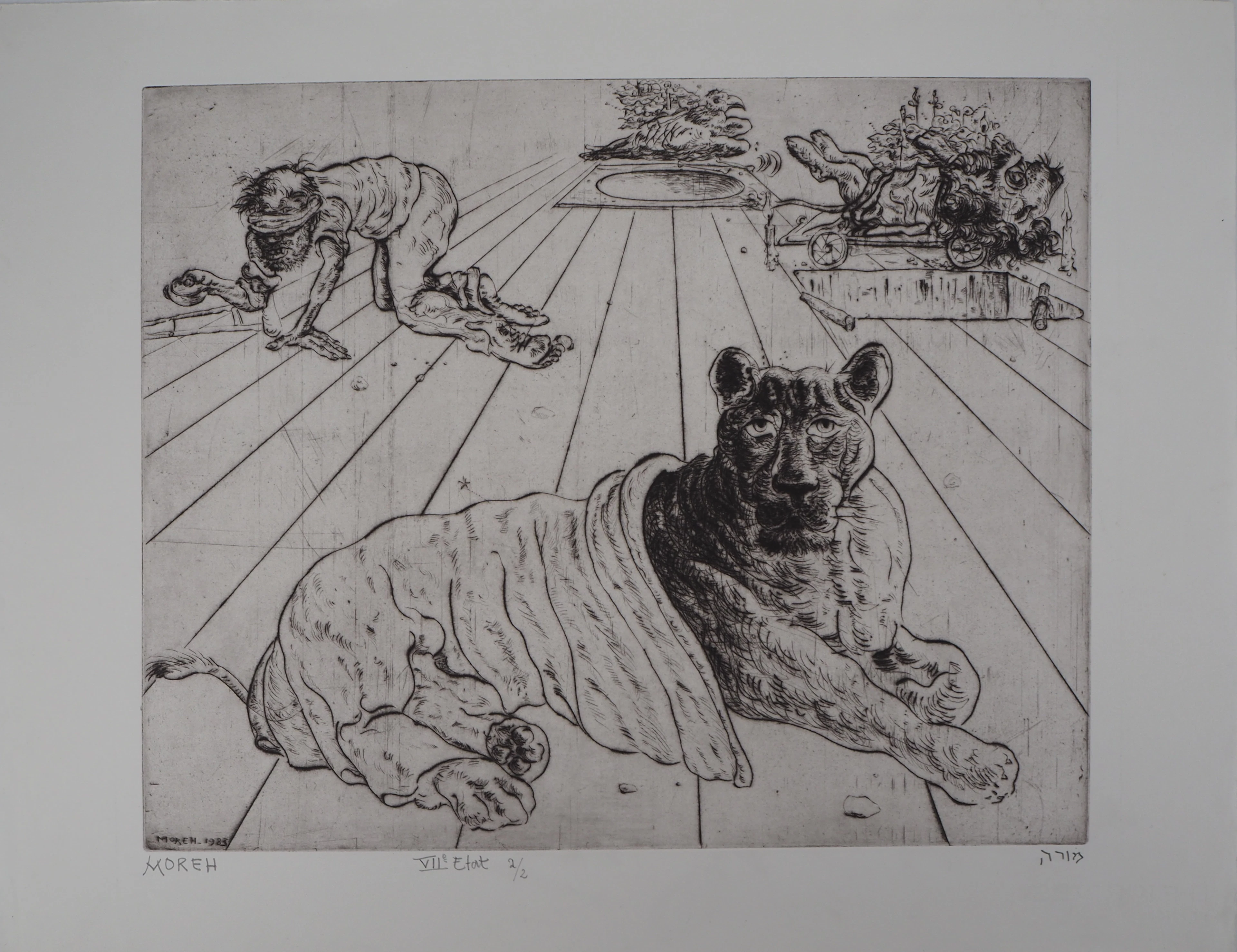 Mordecaï MOREH : Jaguar noir - Gravure originale signée