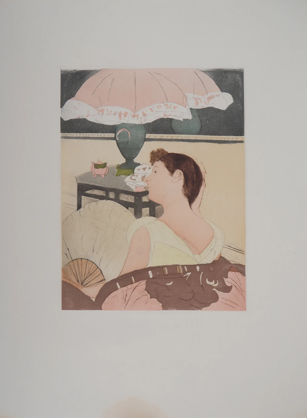 Mary CASSATT (d’après) - La lampe, Femme pensive - Gravure originale