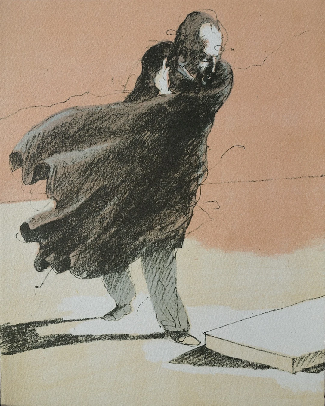 Claude WEISBUCH : Homme face au vent, 1984 - Lithographie originale