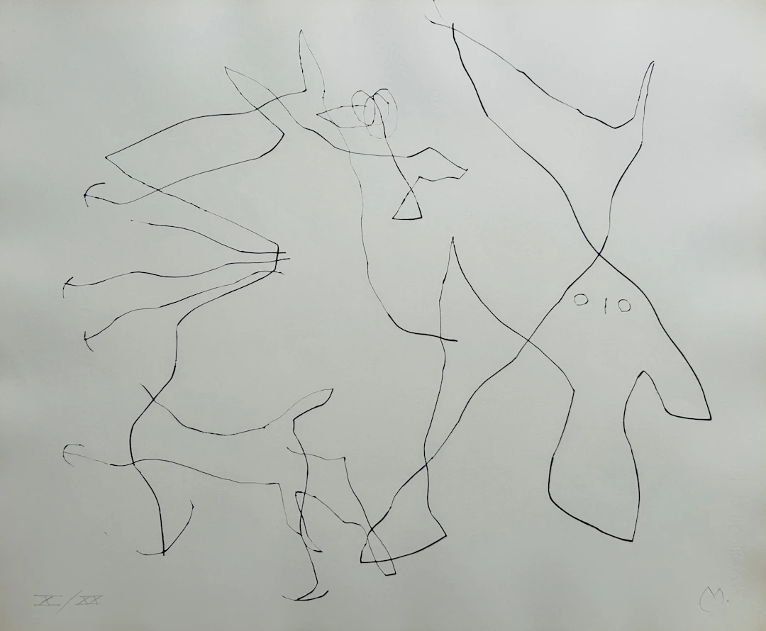 Joan MIRO - Flux de l’aimant, 1964 - Pointe-sèche originale signée au crayon