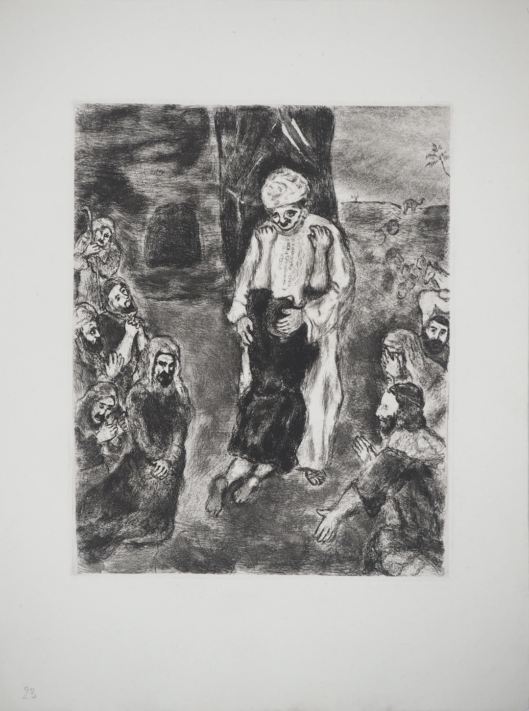 Marc CHAGALL : Joseph reconnu par ses frères, Gravure originale signée