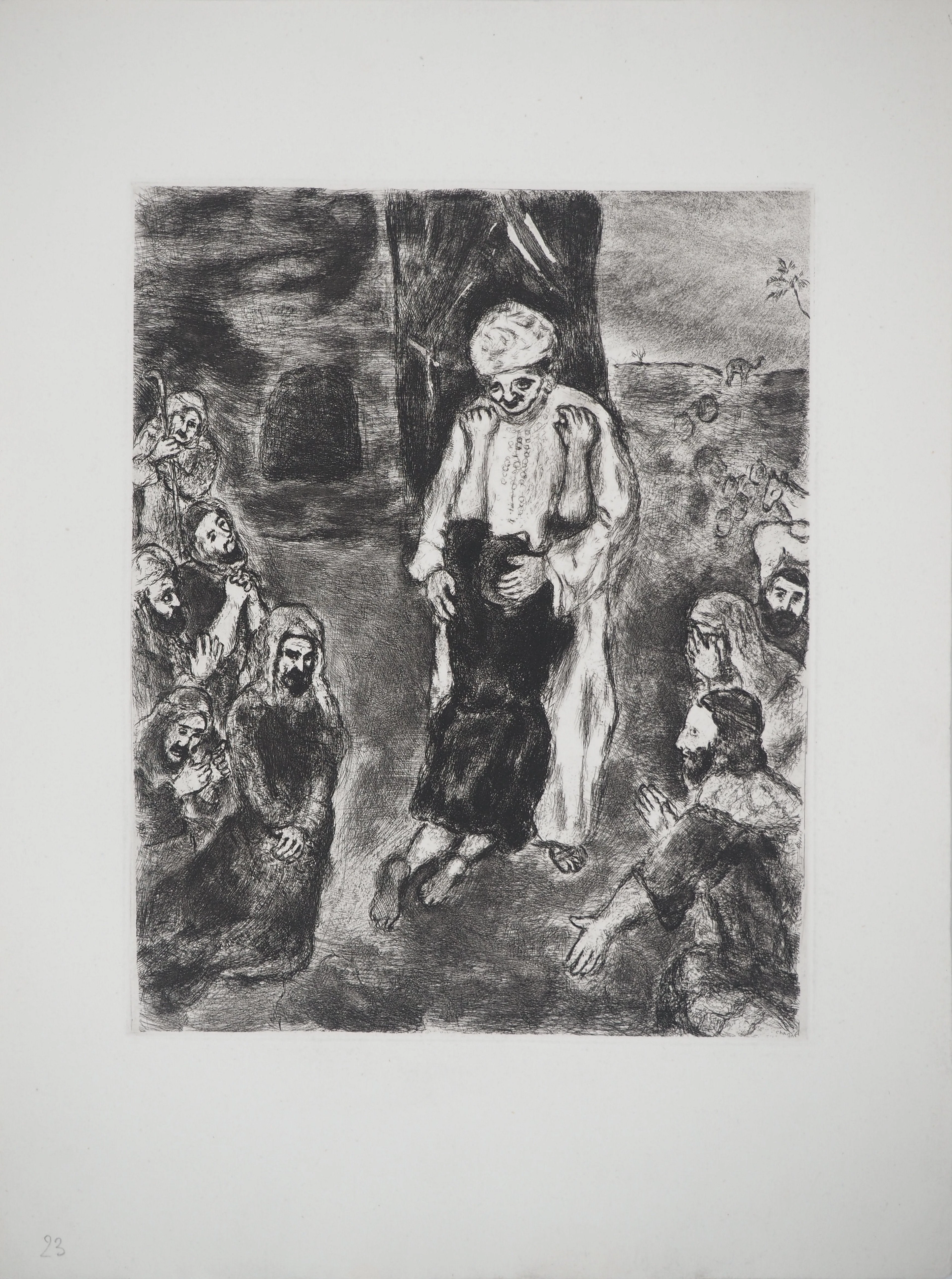 Marc CHAGALL : Joseph reconnu par ses frères, Gravure originale signée