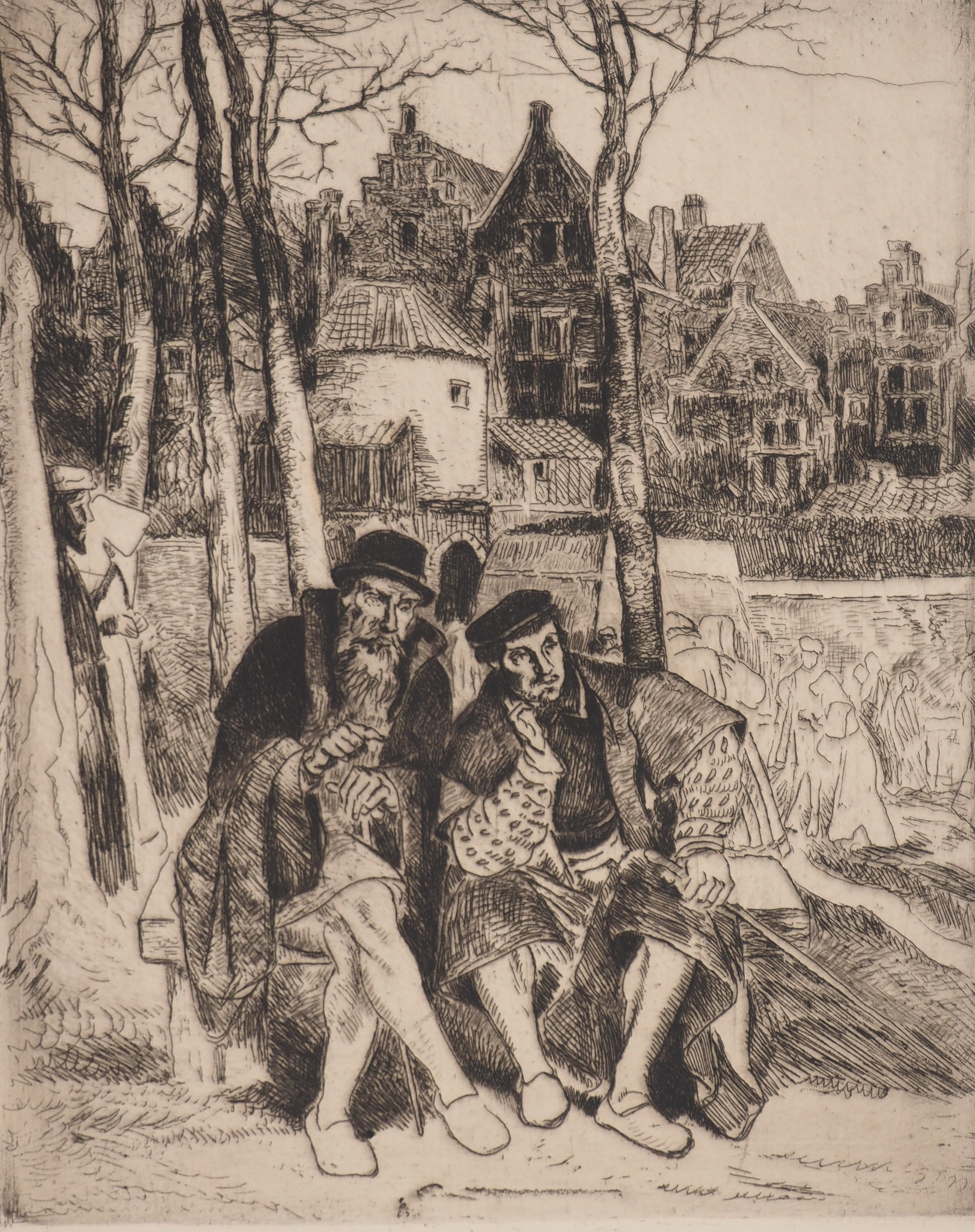 Henri LEYS : Promenade, Gravure originale