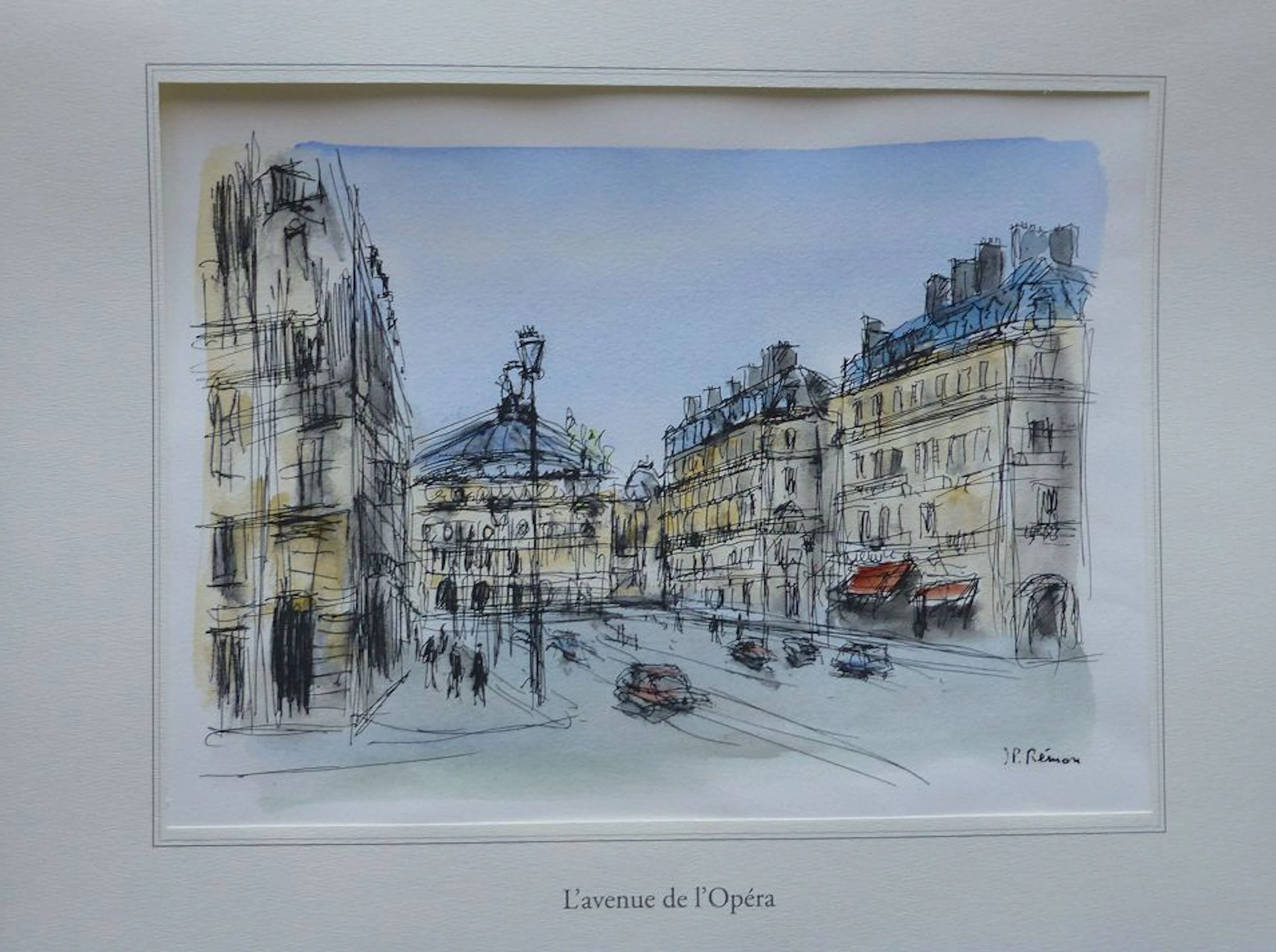 Jean Pierre REMON - L’avenue de l’Opéra, 2010 - Aquarelle signée
