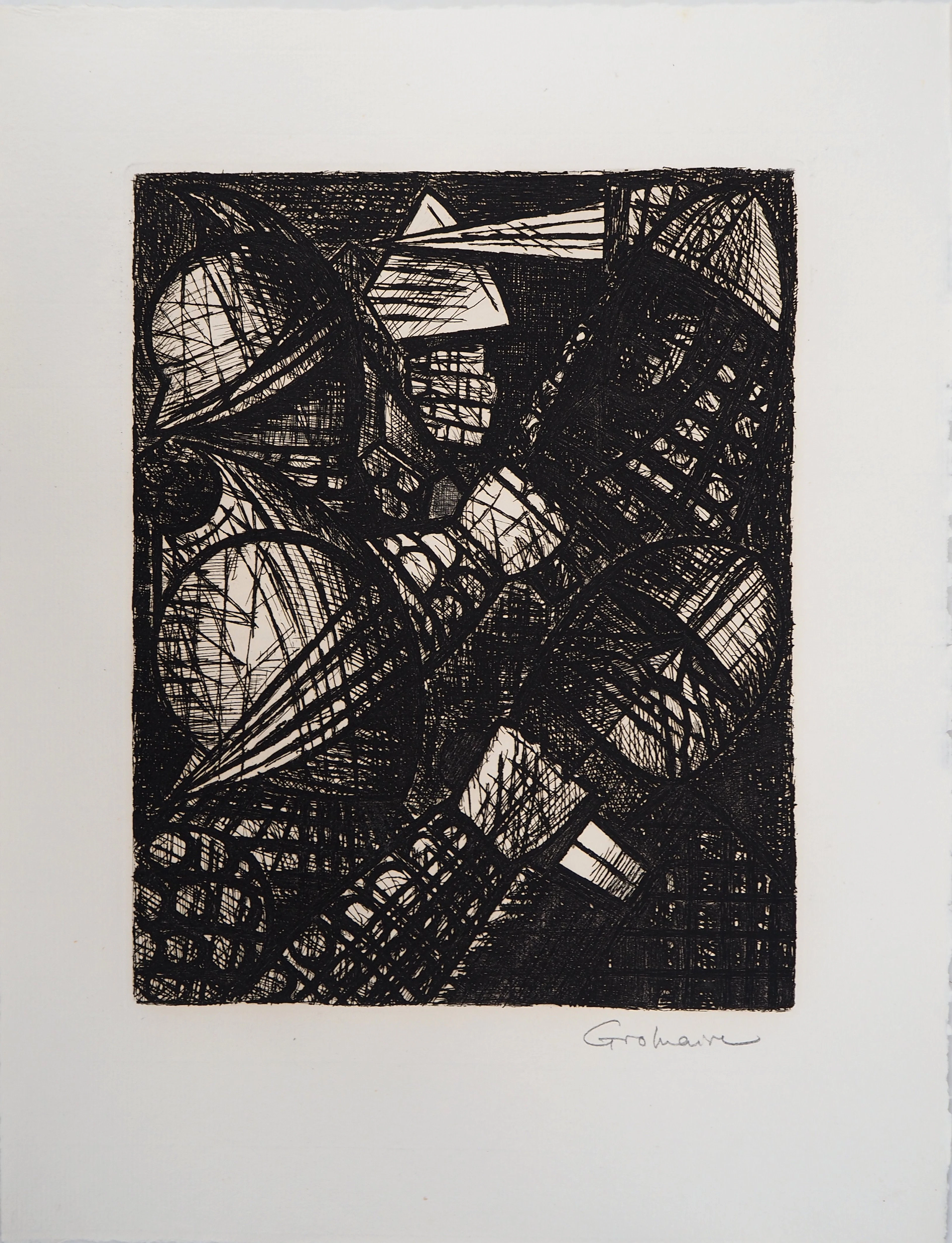 Marcel GROMAIRE - Macbeth, Shakespeare: le combat, 1958 - Eau-forte