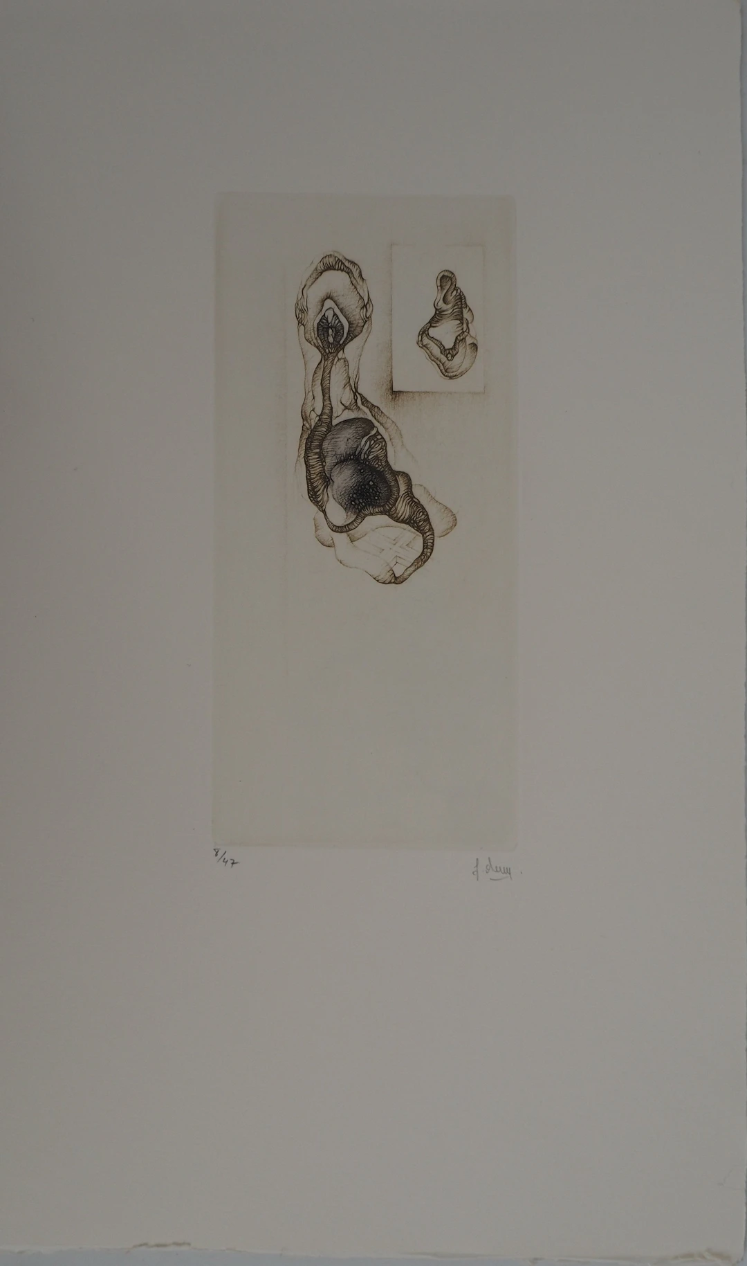 Fred DEUX : Double abstraction naturelle, Gravure originale signée