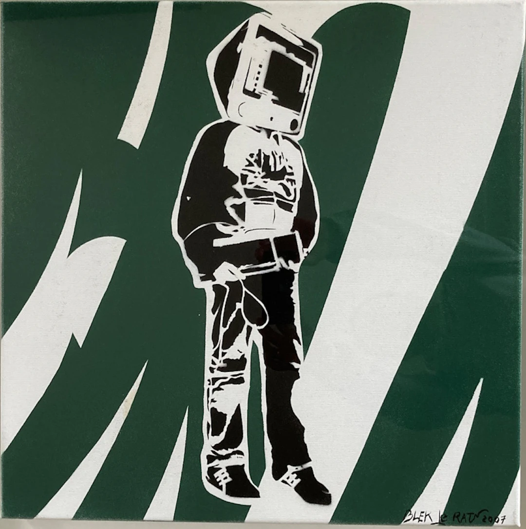 BLEK LE RAT - Pochoir et peinture aérosol sur toile signé et daté