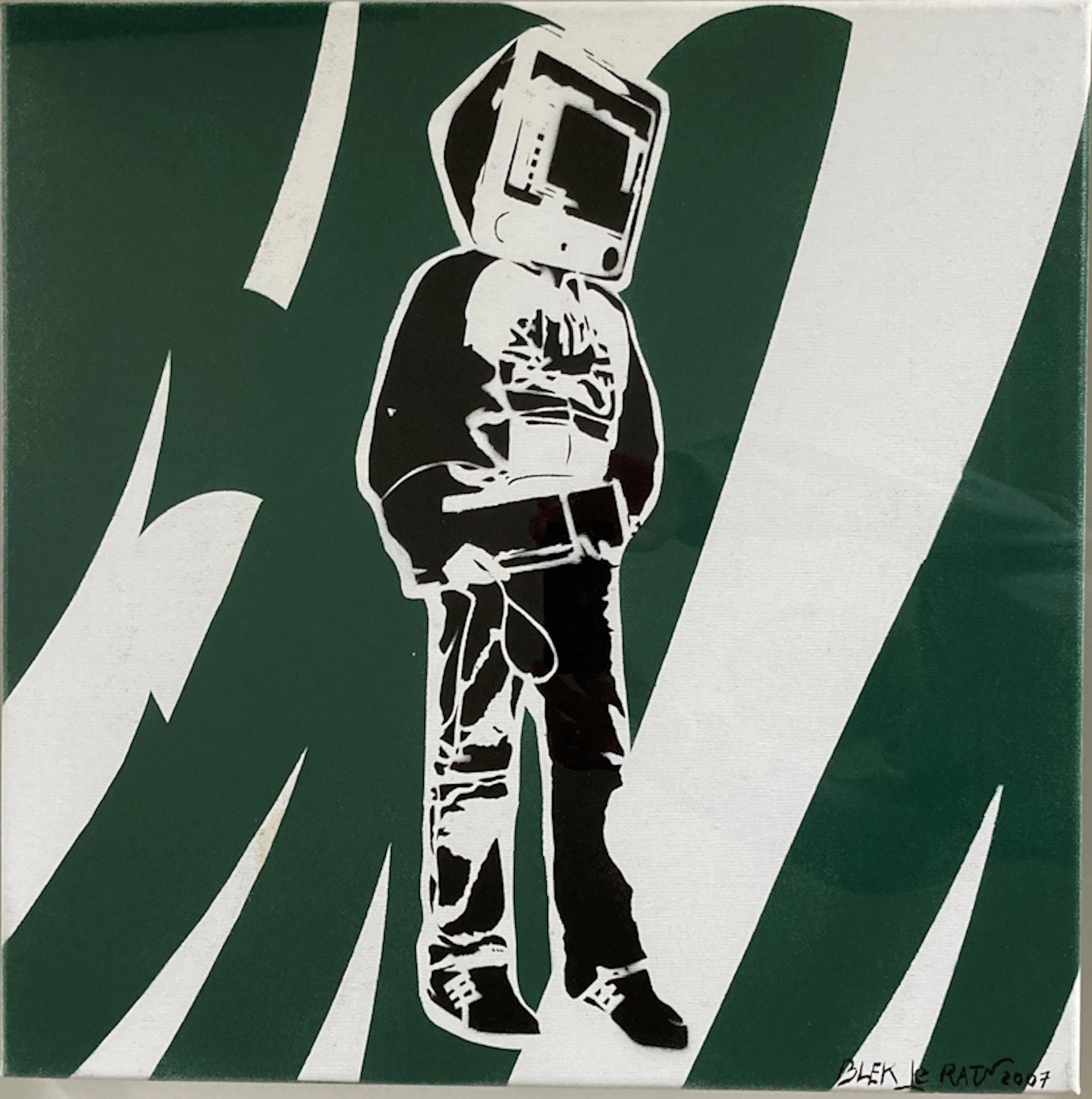 BLEK LE RAT - Pochoir et peinture aérosol sur toile signé et daté