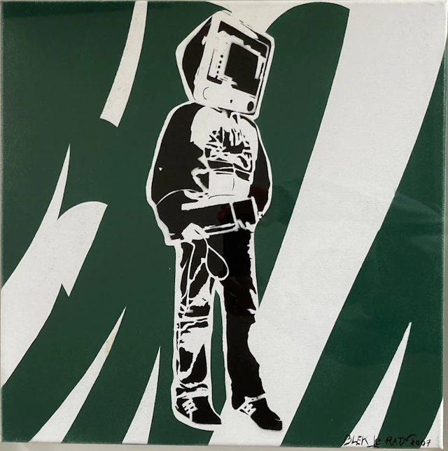 BLEK LE RAT - Pochoir et peinture aérosol sur toile signé et daté